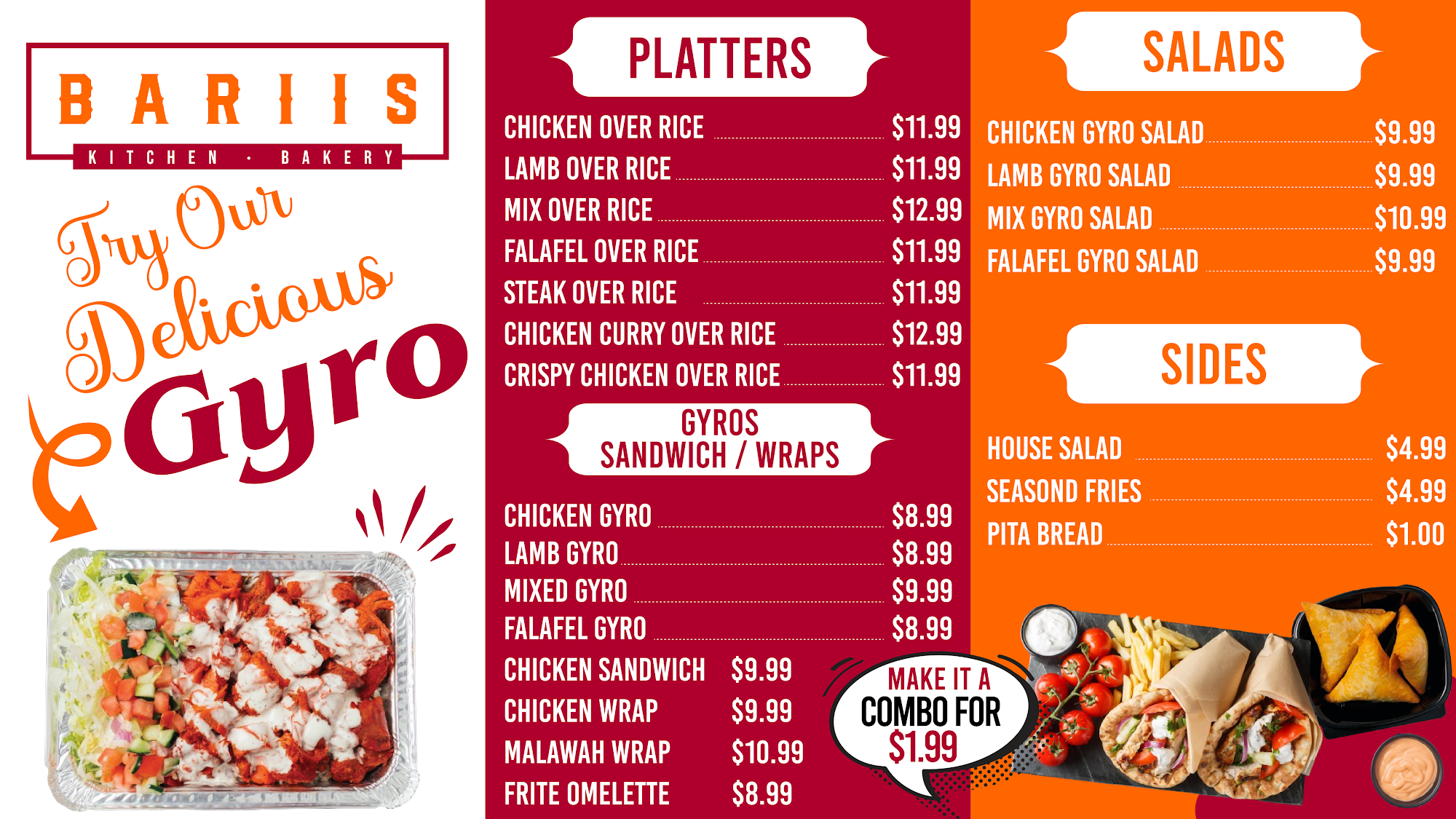 Bariis Kitchen and Bakery Menu