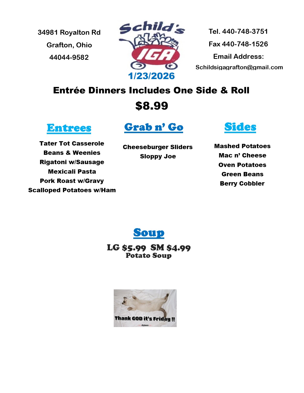 IGA Deli Menu