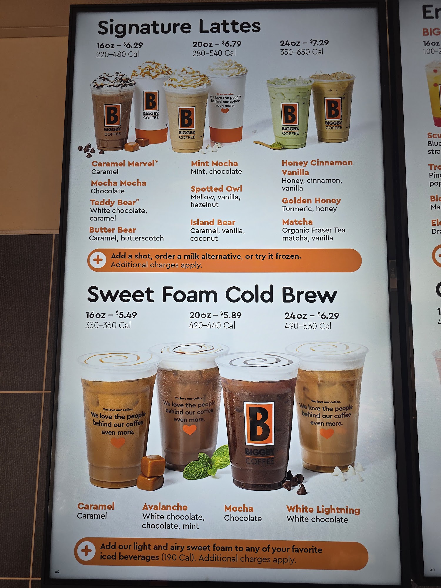 BIGGBY COFFEE Menu