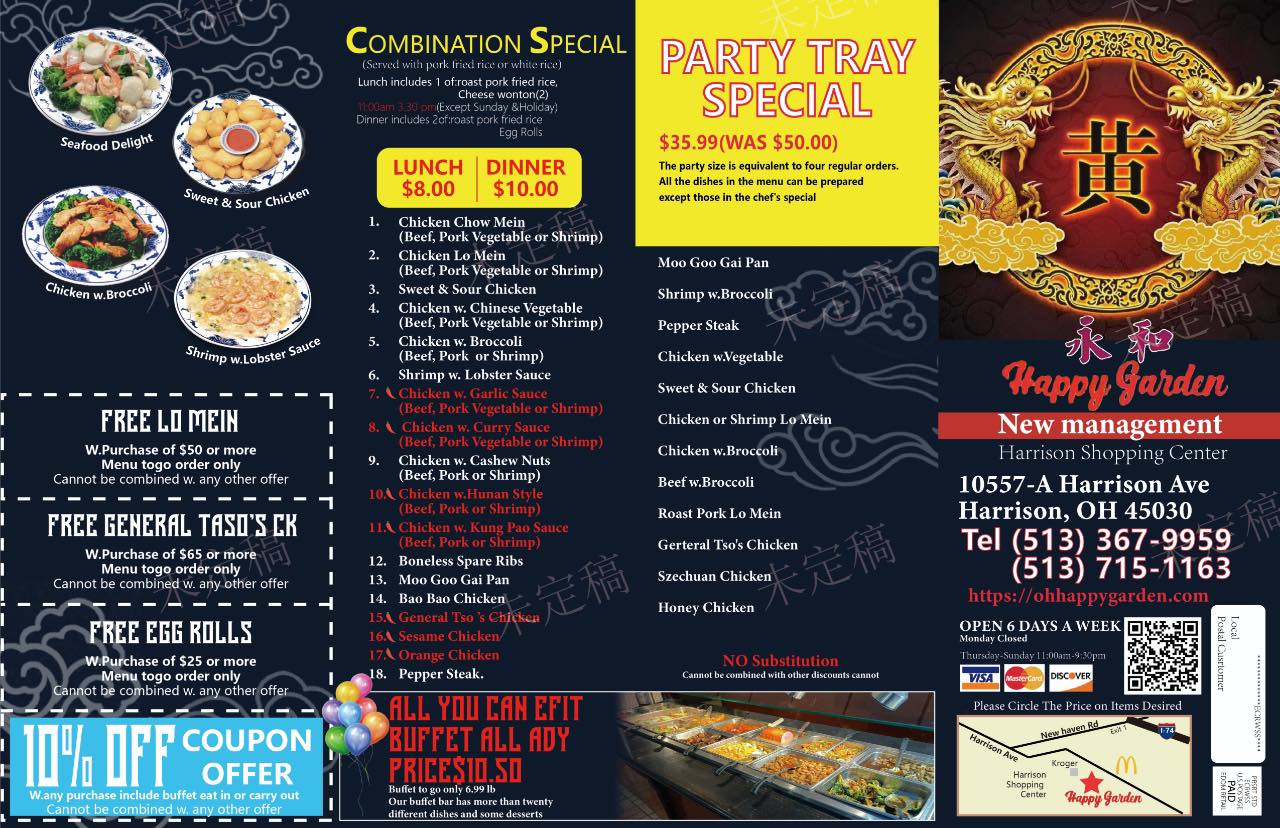 Happy Garden Chinese Restaurant Menu
