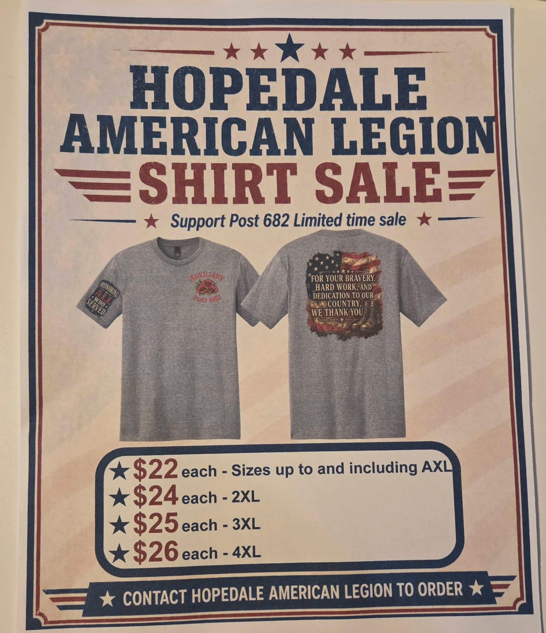 Hopedale Legion Menu