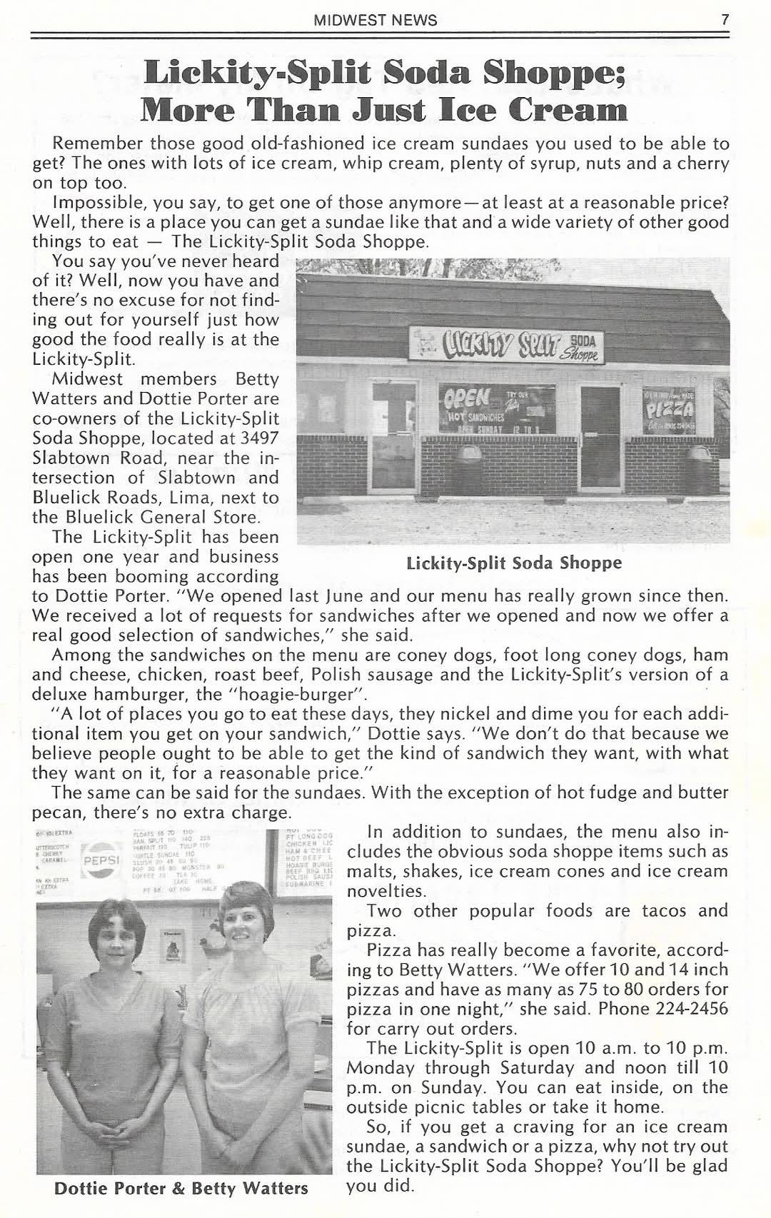 Bluelick General Store Menu