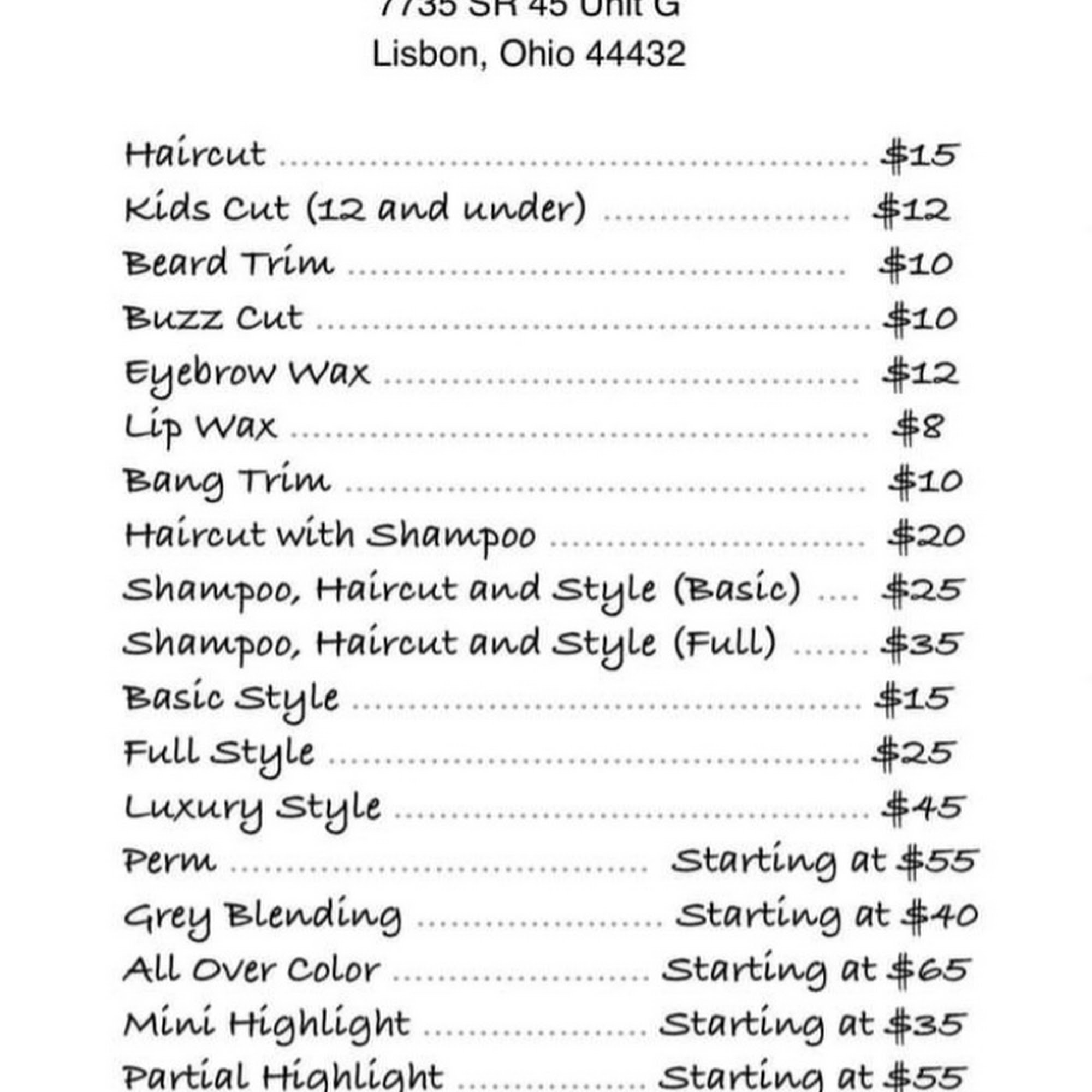 Salon 330 7735 OH-45, Lisbon Ohio 44432