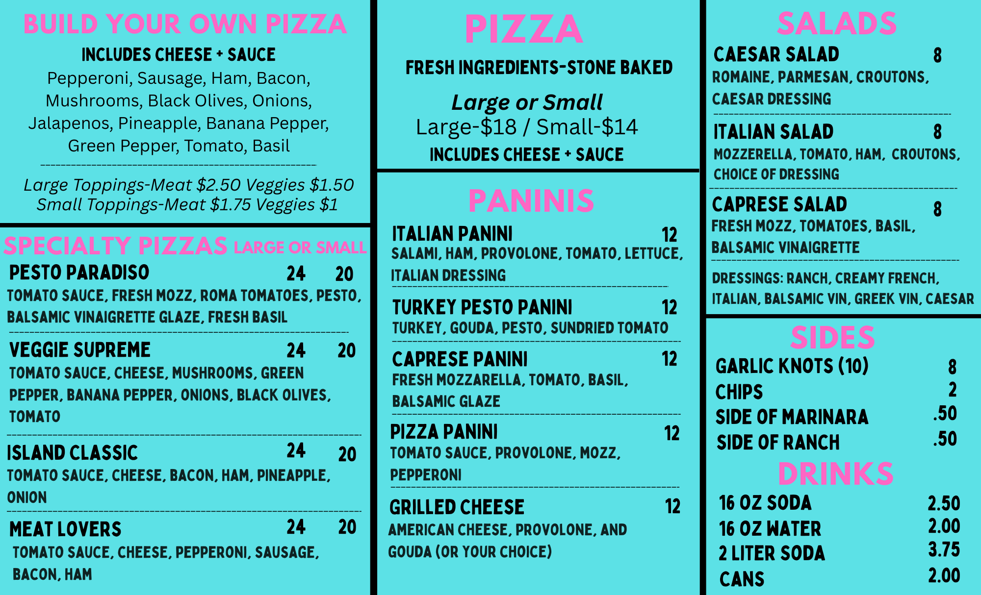 Pizza Paradise Menu