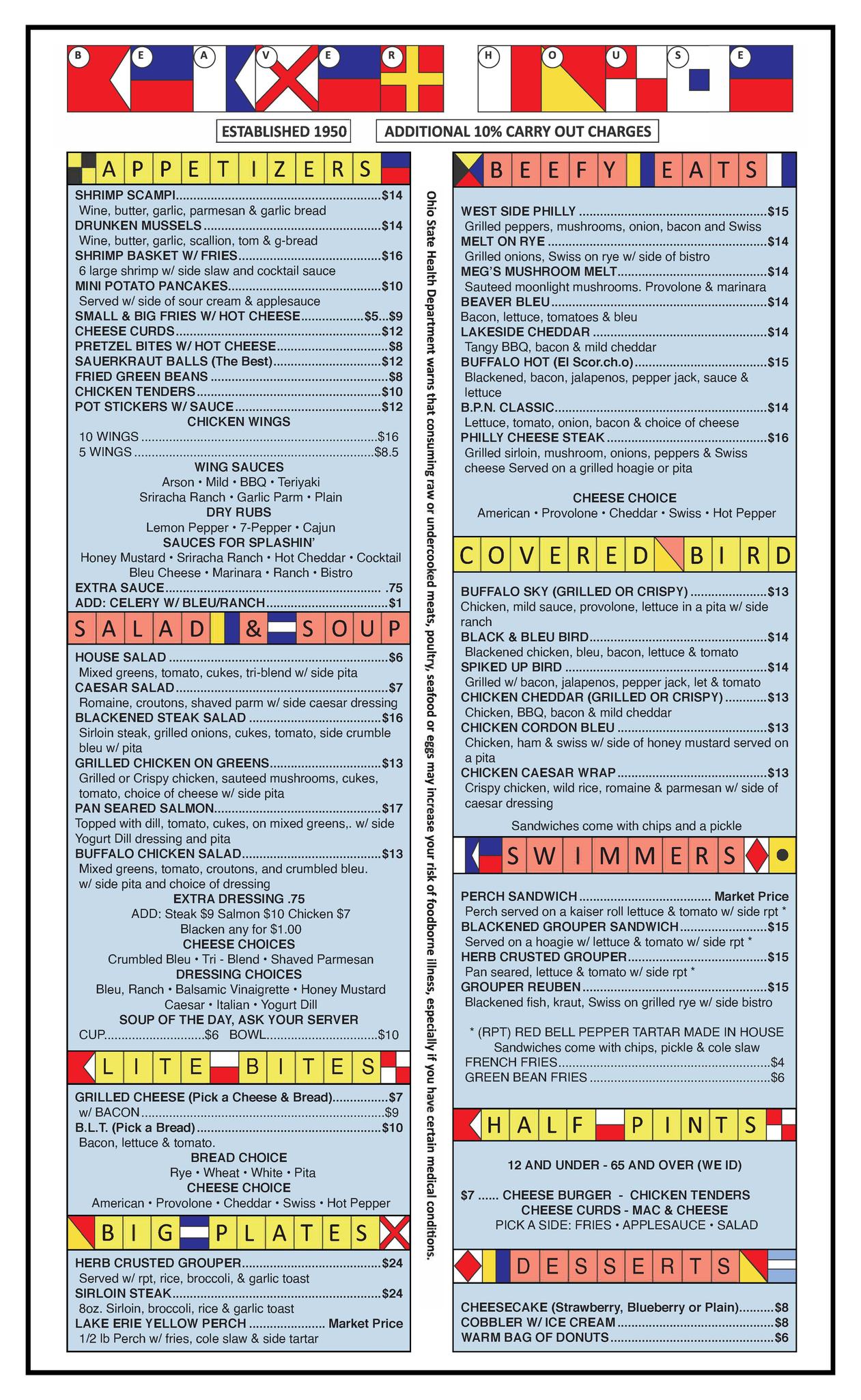 Beaver House Menu