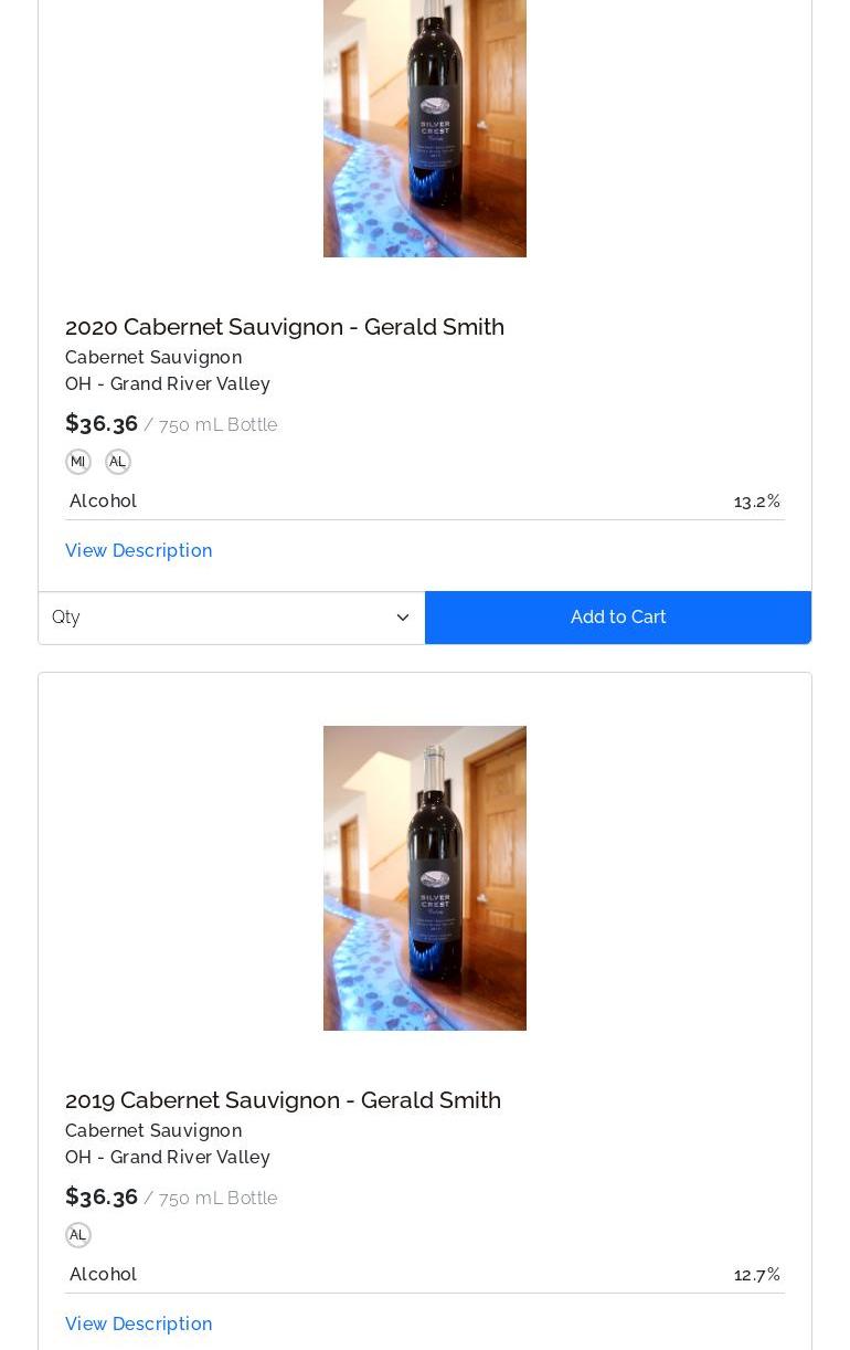 Silver Crest Cellars Menu