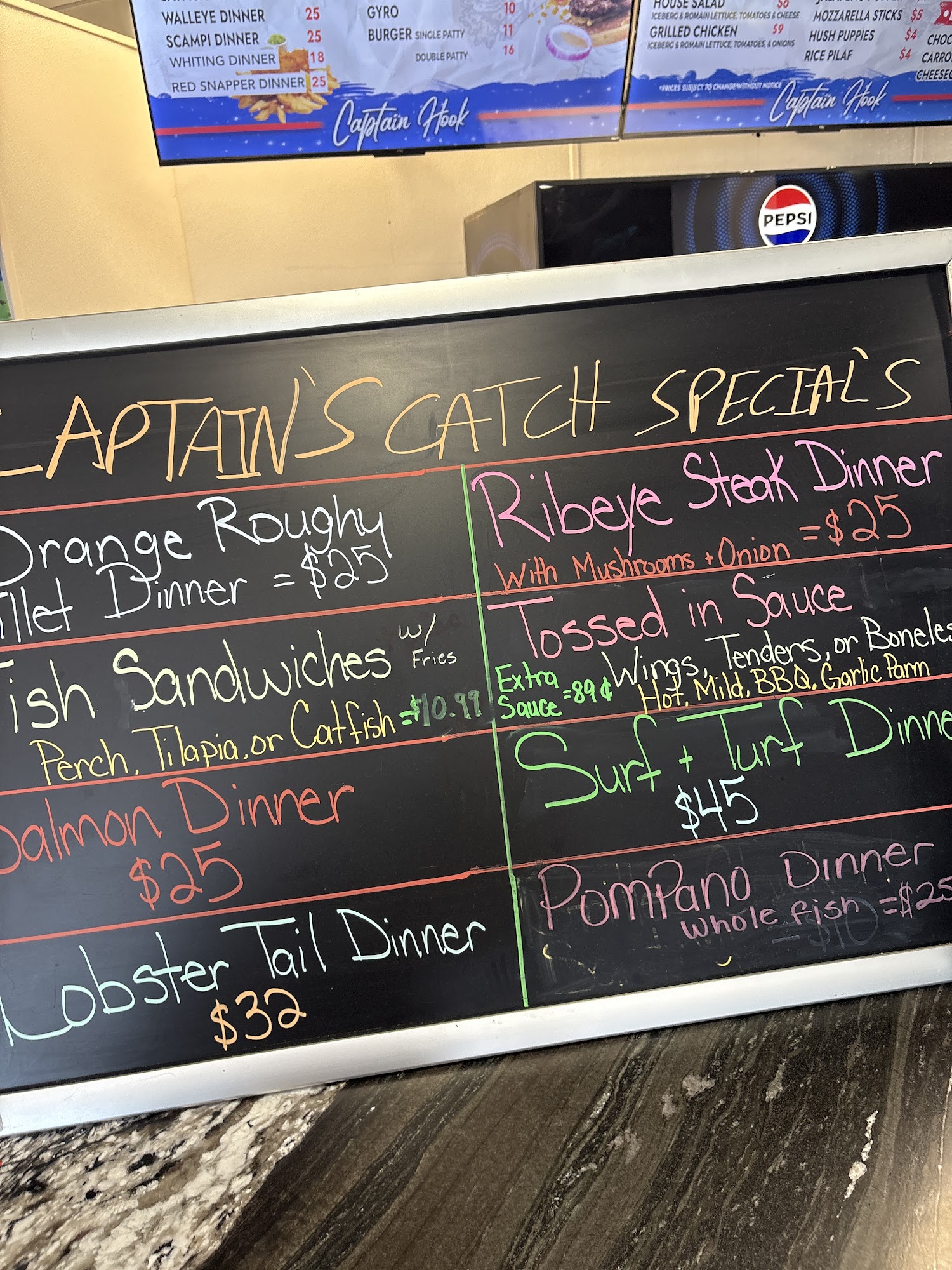 Captain Hooks Seafood & Grill Menu