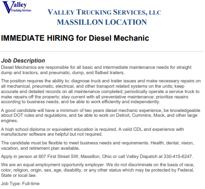 Valley Trucking Services