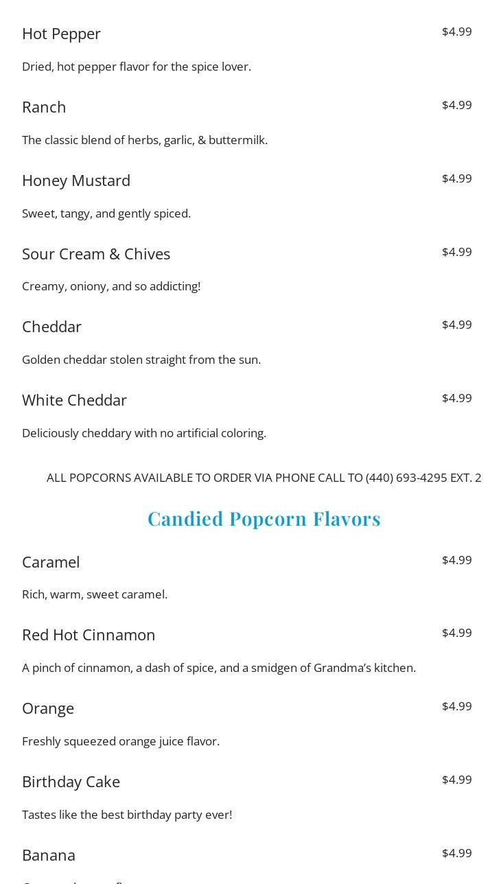 Clarksville Sweets Menu