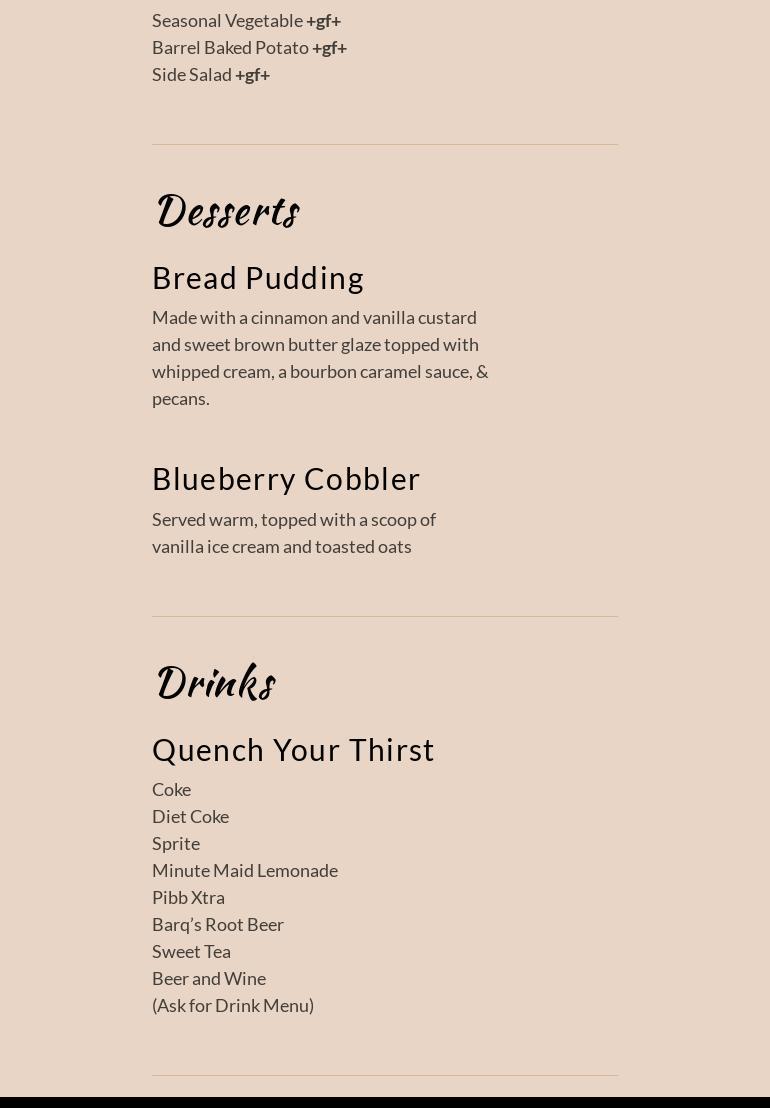 Broken Barrel Bar & Grill Menu