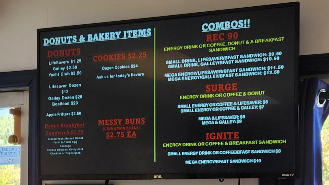 Dockside Donuts Menu