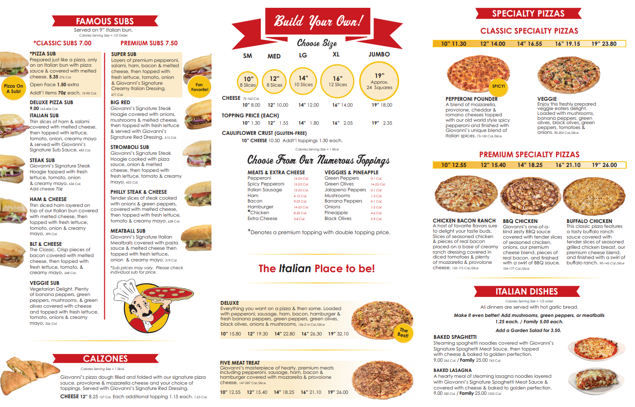 Giovanni's Menu