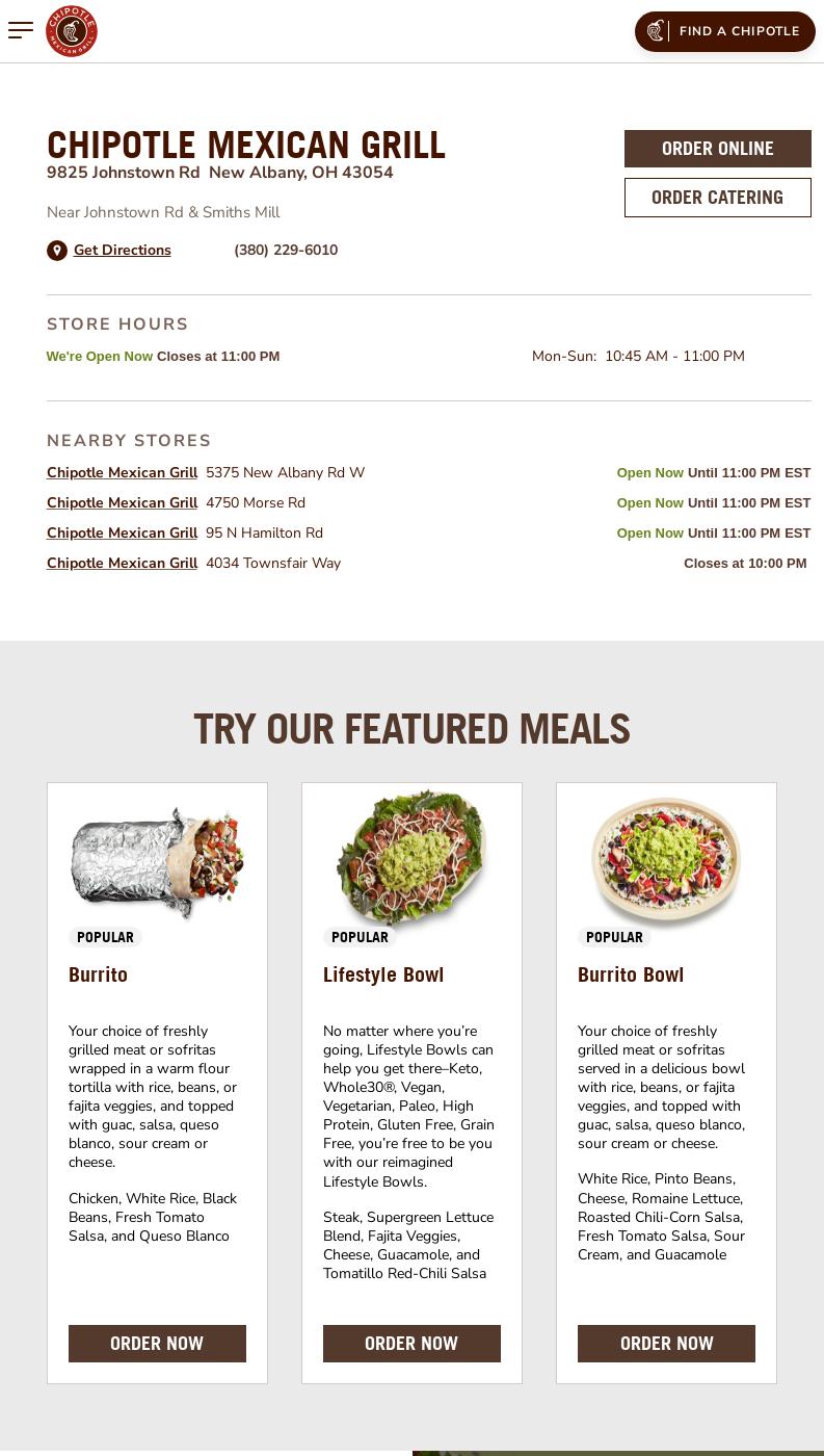 Chipotle Mexican Grill Menu
