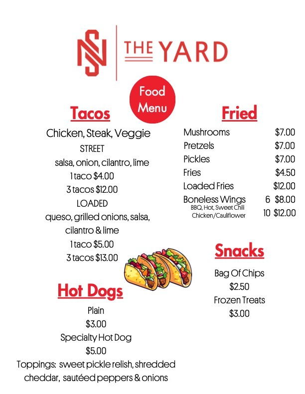 The Yard Menu