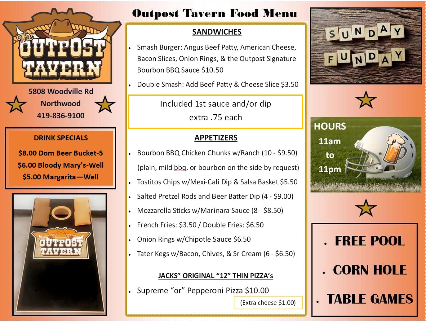 The Outpost Tavern Menu