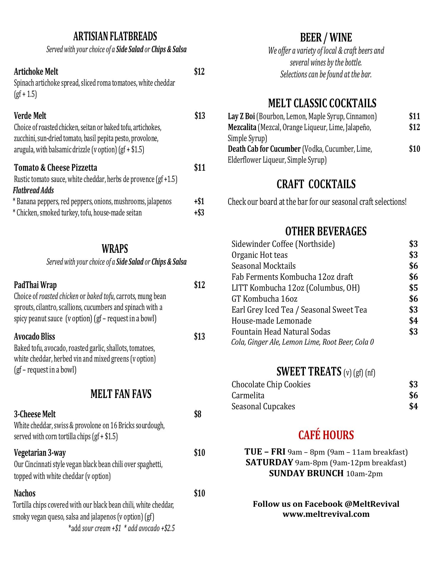 MELT @ Factory 52 (Norwood) Menu