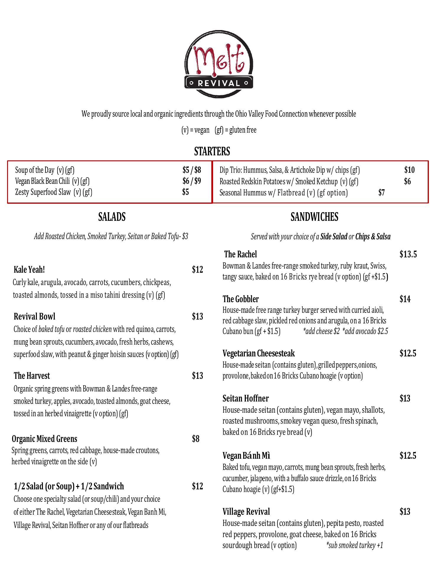 MELT @ Factory 52 (Norwood) Menu