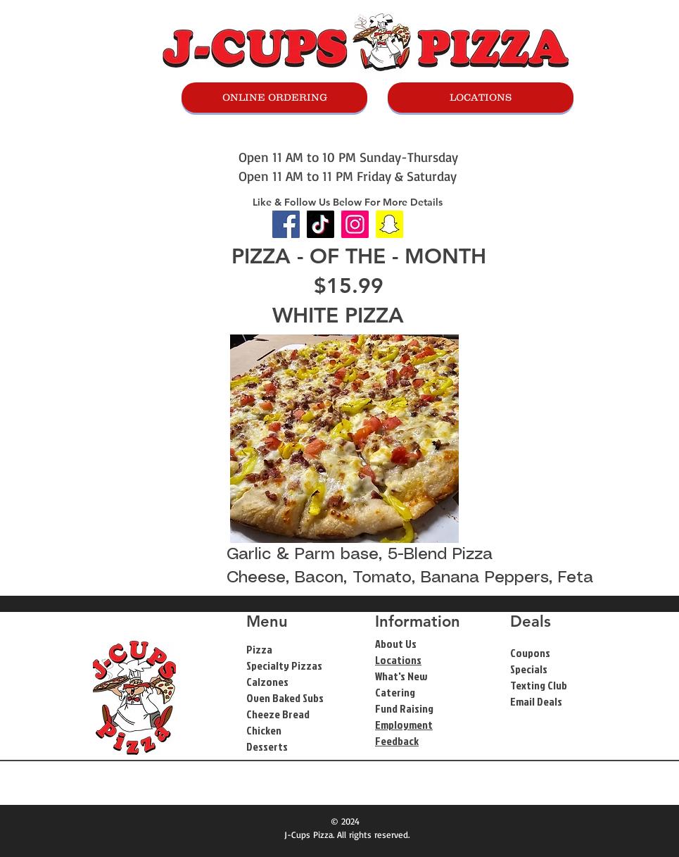 J-CUPS Pizza - Oregon, OH Menu