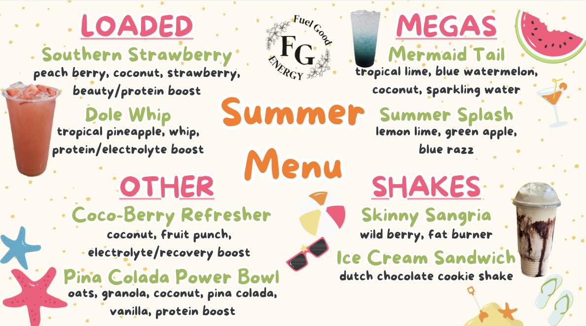 Fuel Good Energy Menu