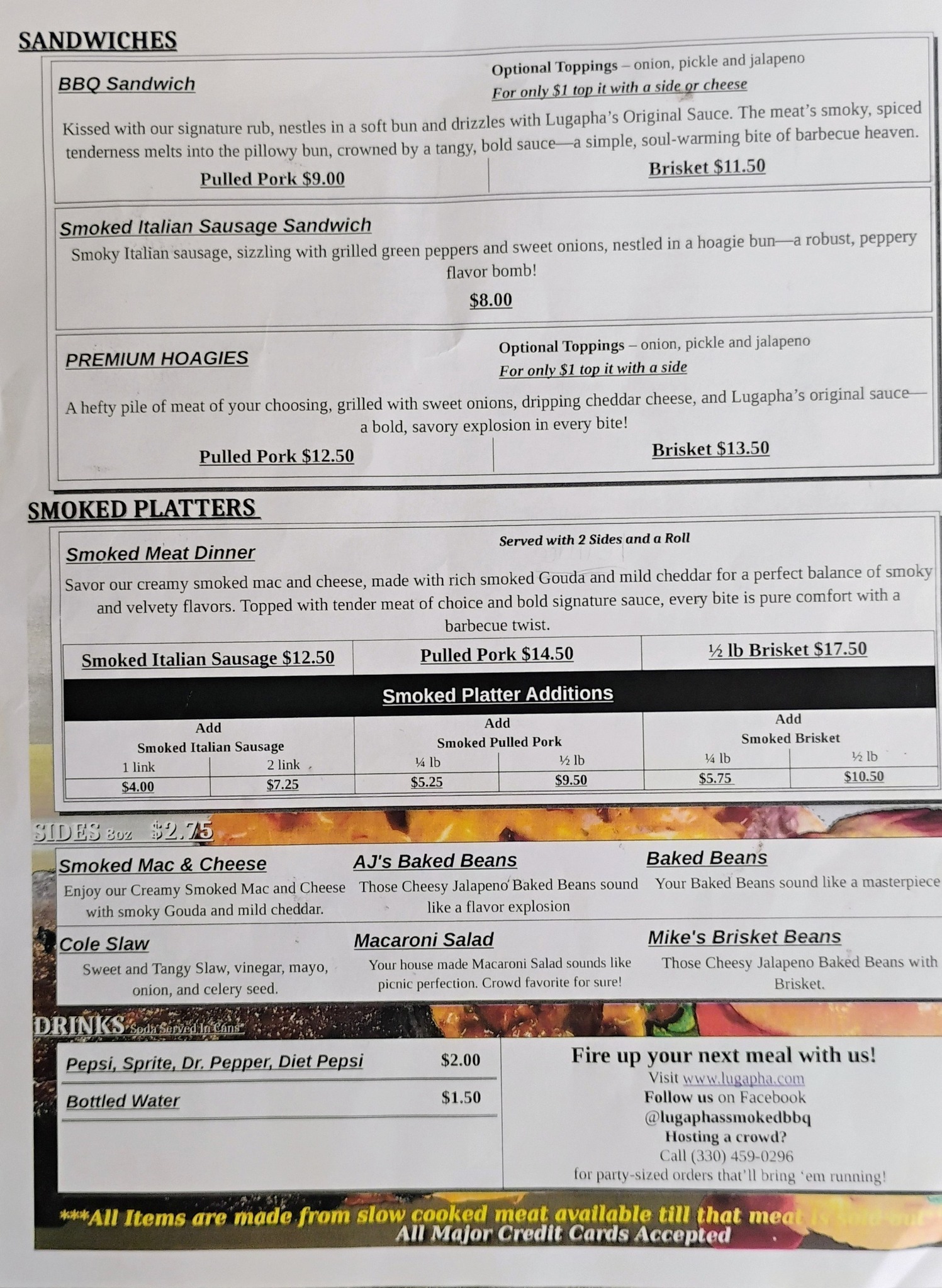 Lugapha's Smoked BBQ Menu