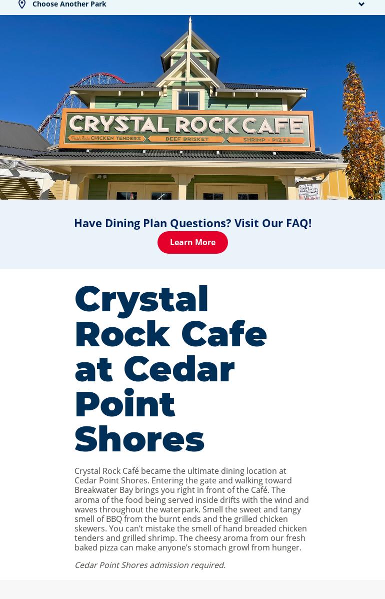 Crystal Rock Cafe Menu