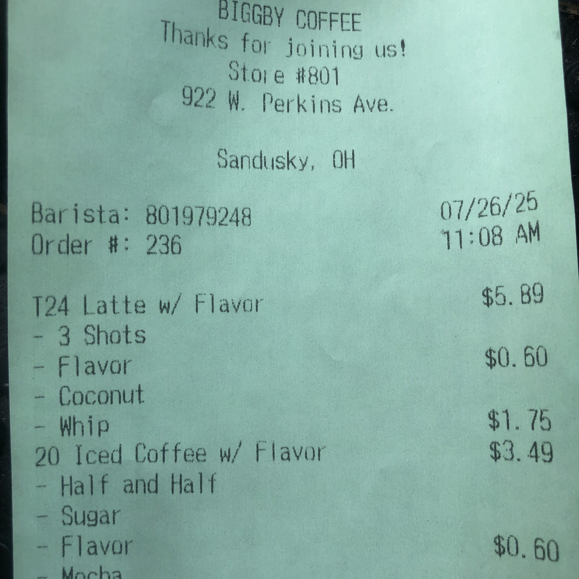 Biggby Coffee Menu