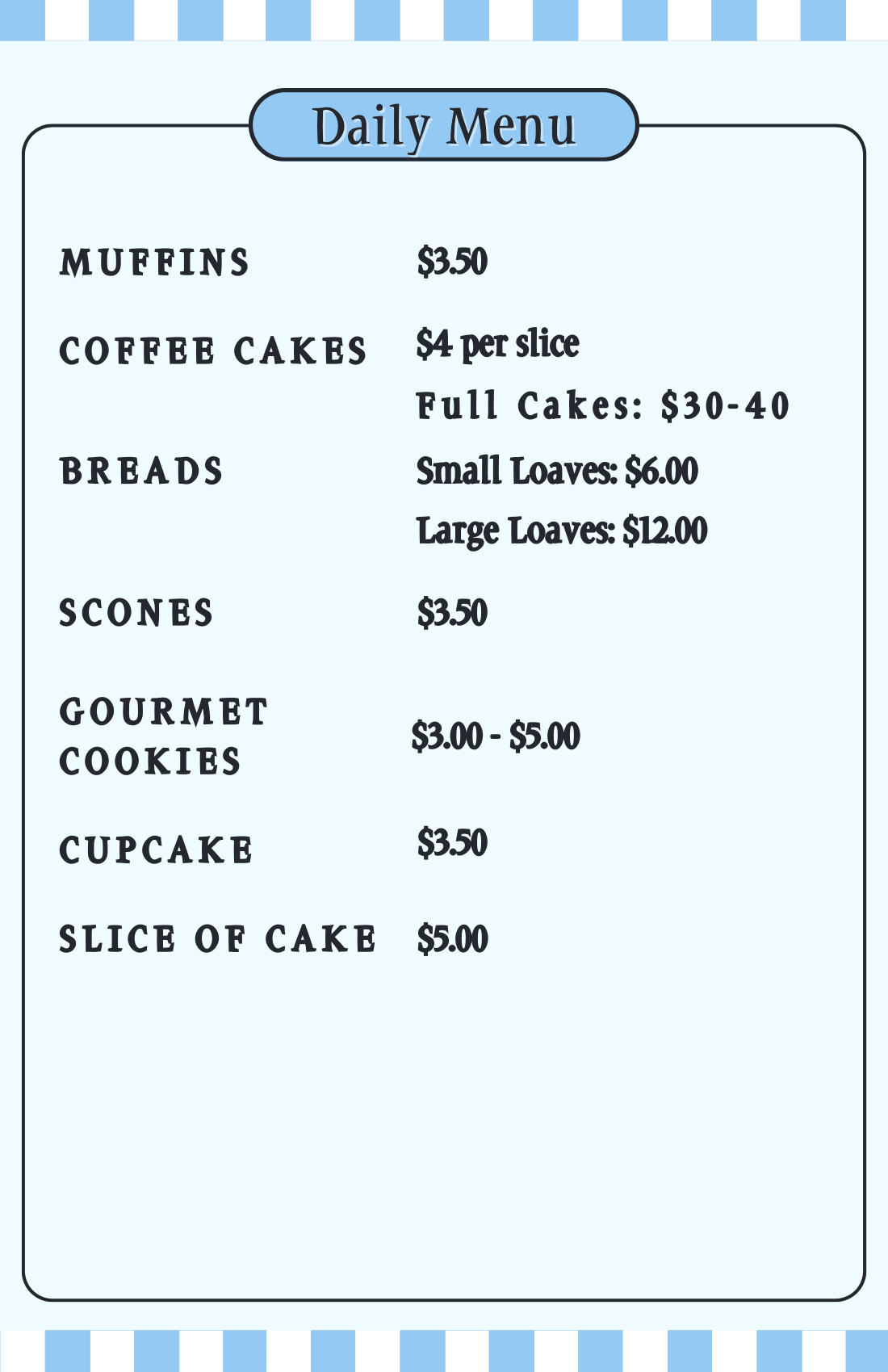 Lizzie’s Bakery Nut Free Menu
