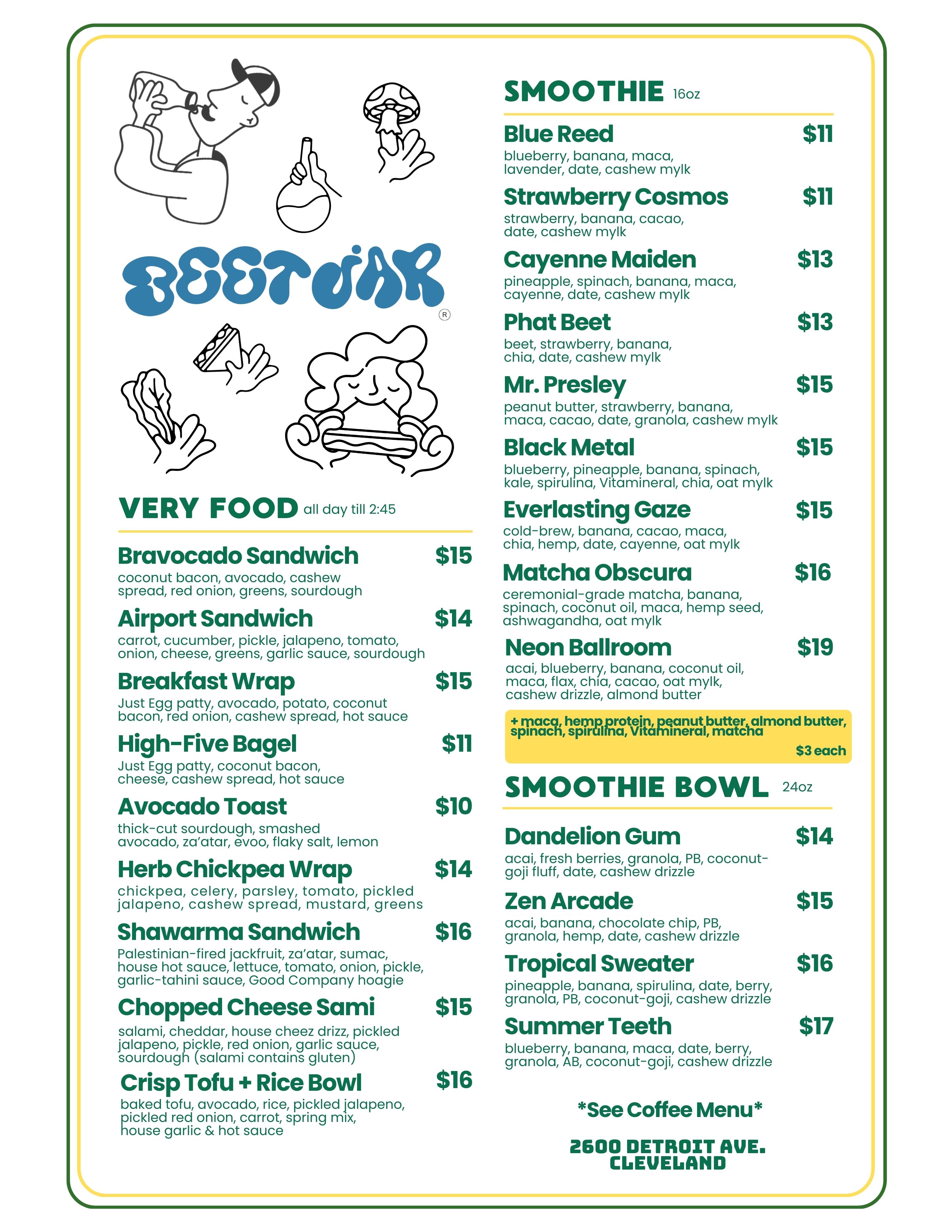 Beet Jar Menu