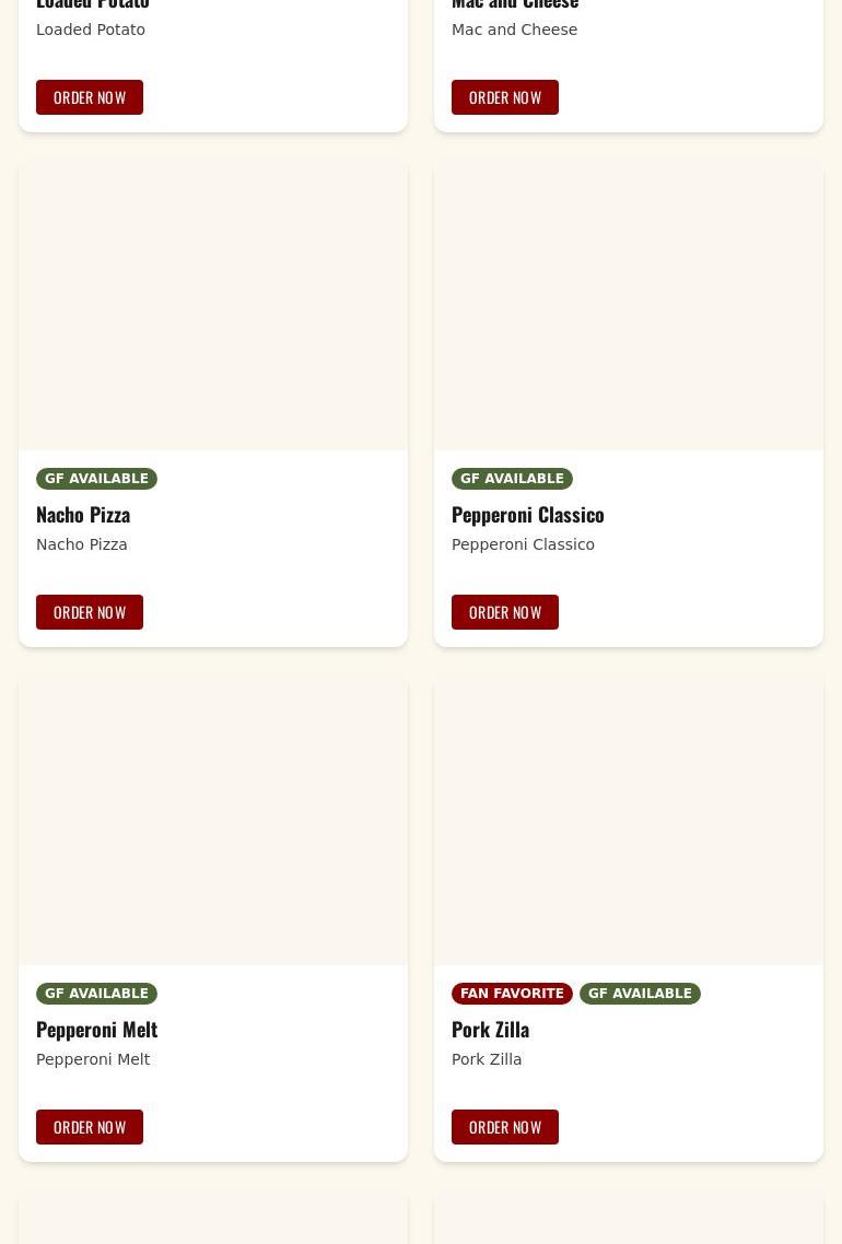 J-Cups Pizza Menu