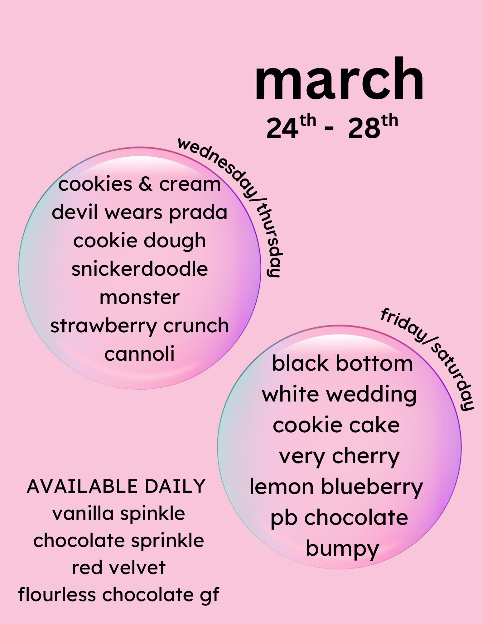 Keke Cutie Cupcake Menu