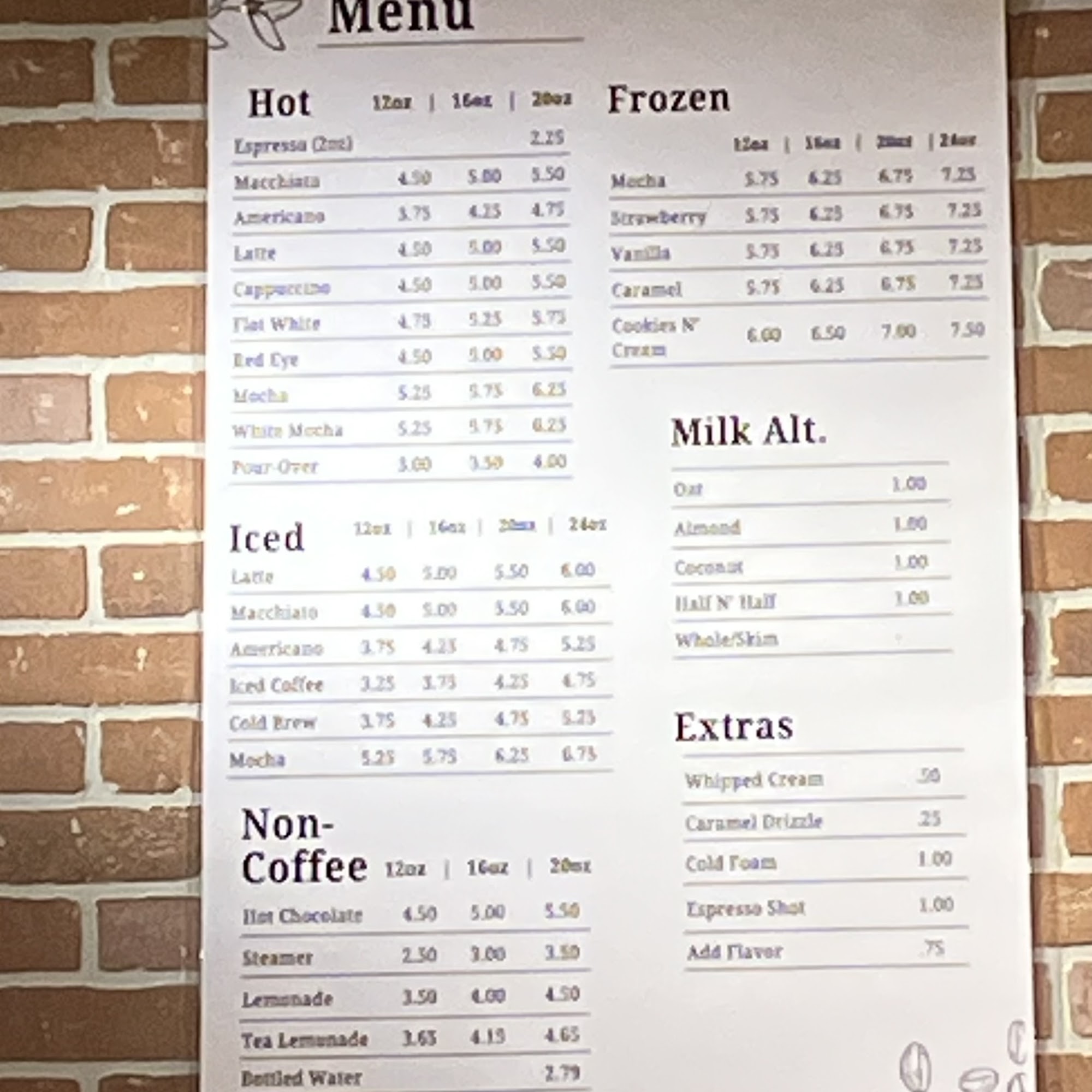 Franklin Perk Cafe Menu