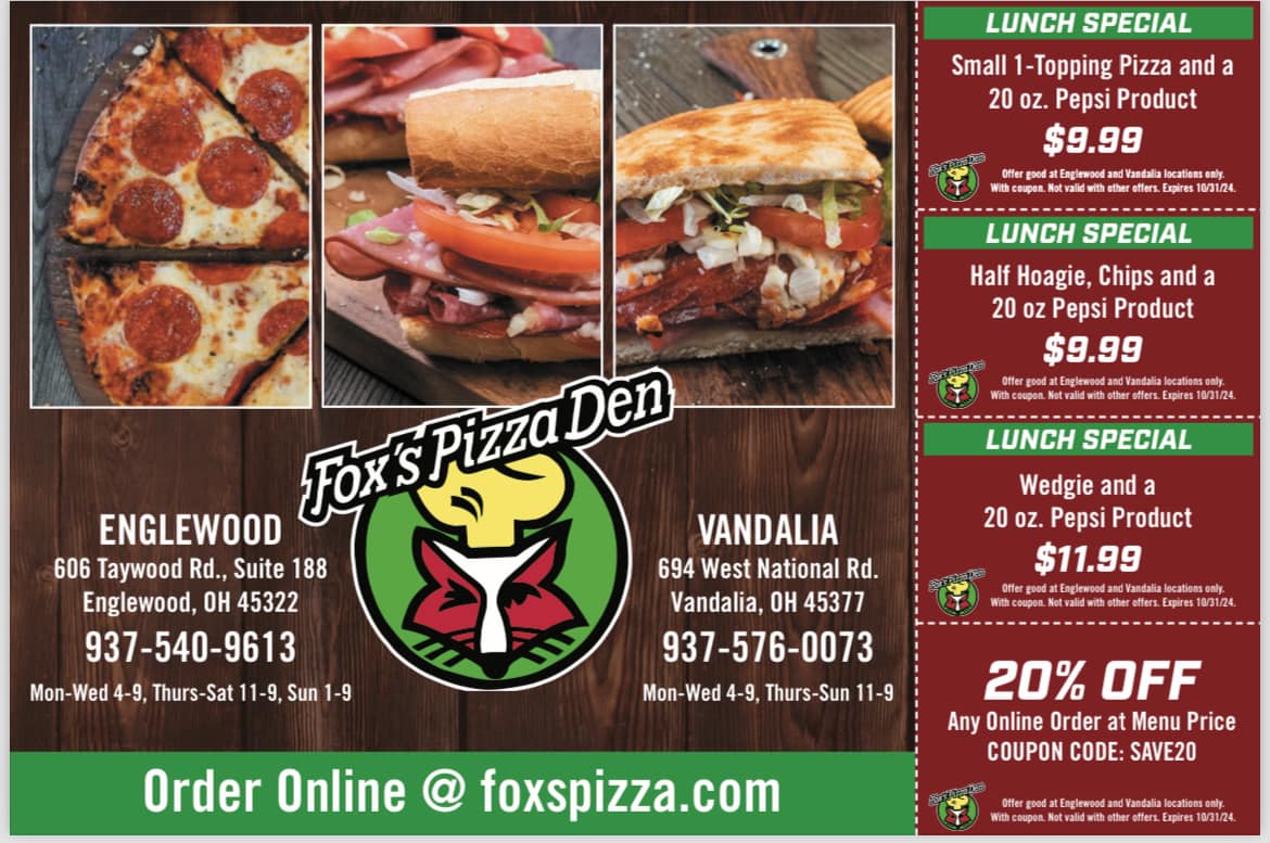Fox's Pizza Vandalia Menu
