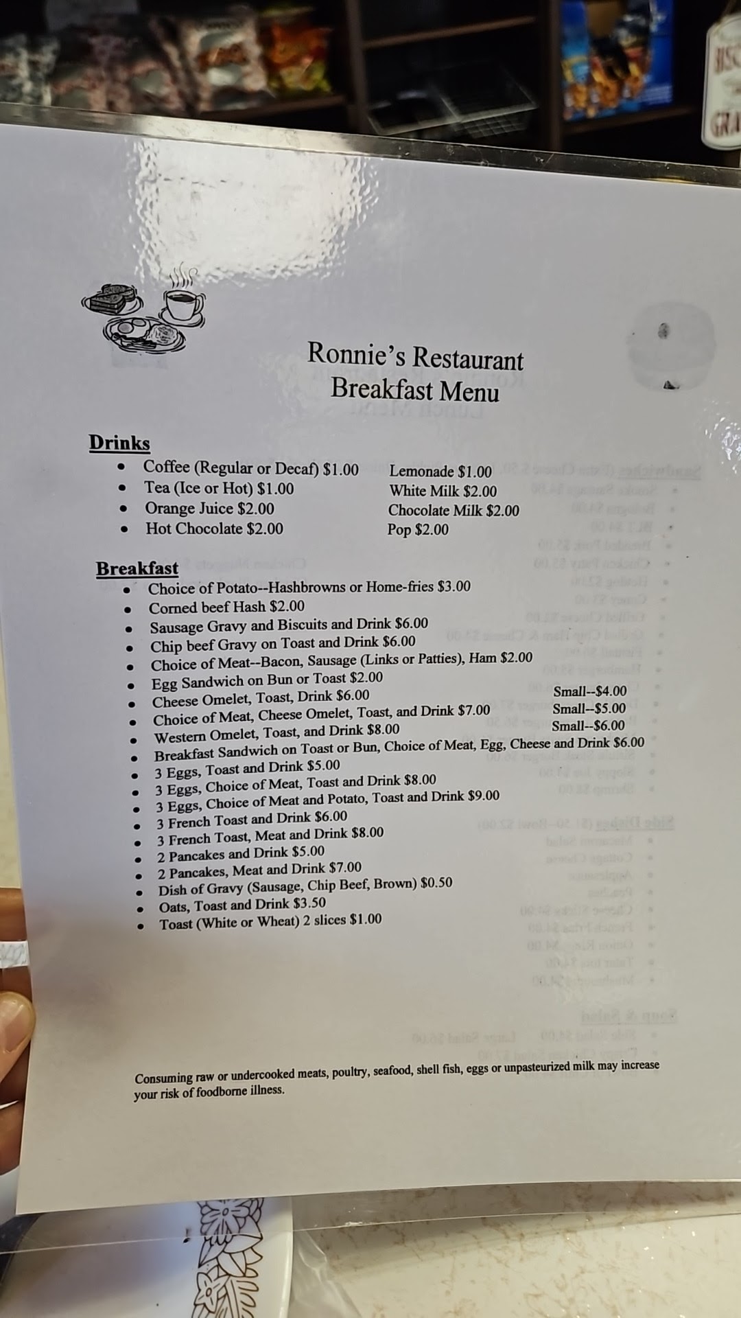 Ron's Restaurant Menu