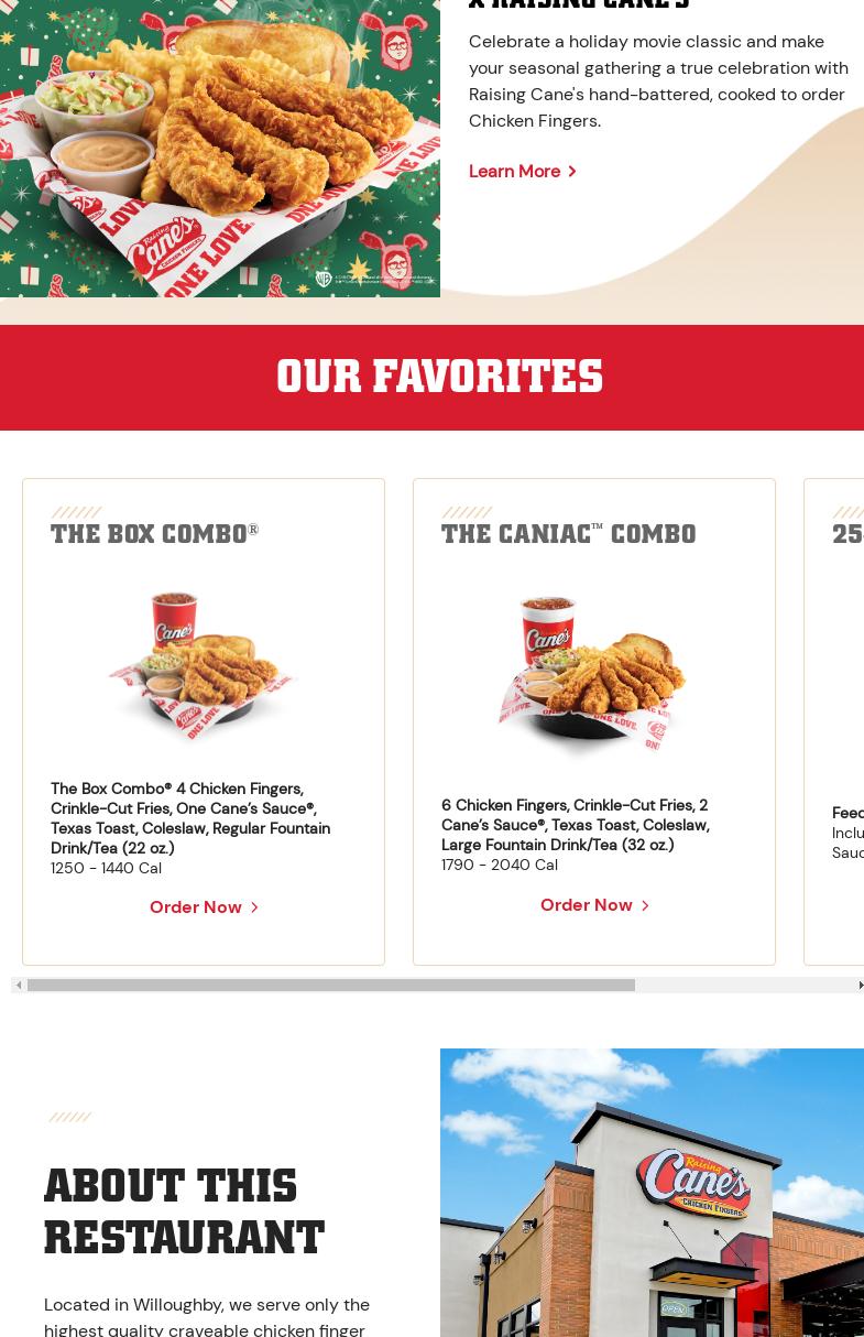 Raising Cane's Chicken Fingers Menu