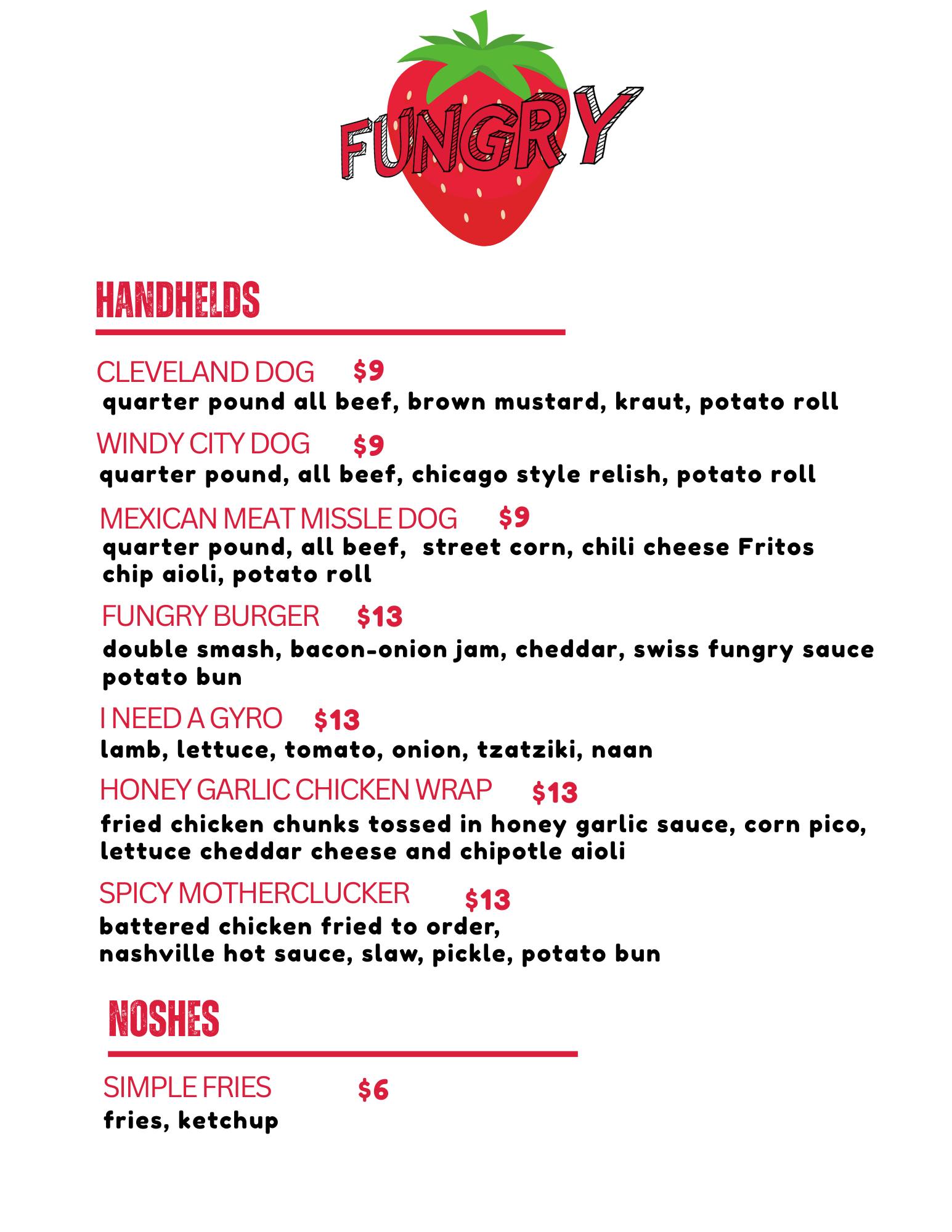 Fungry Menu