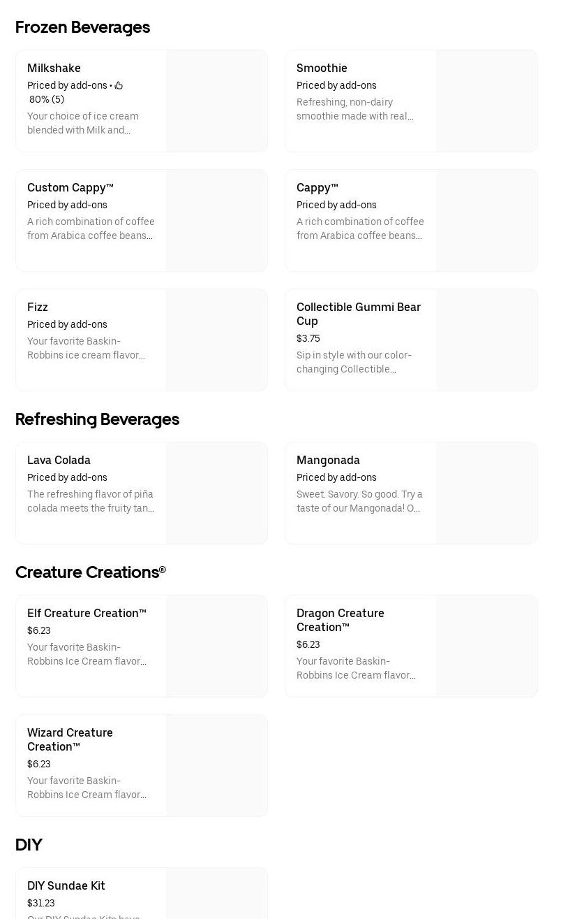 Baskin-Robbins Menu