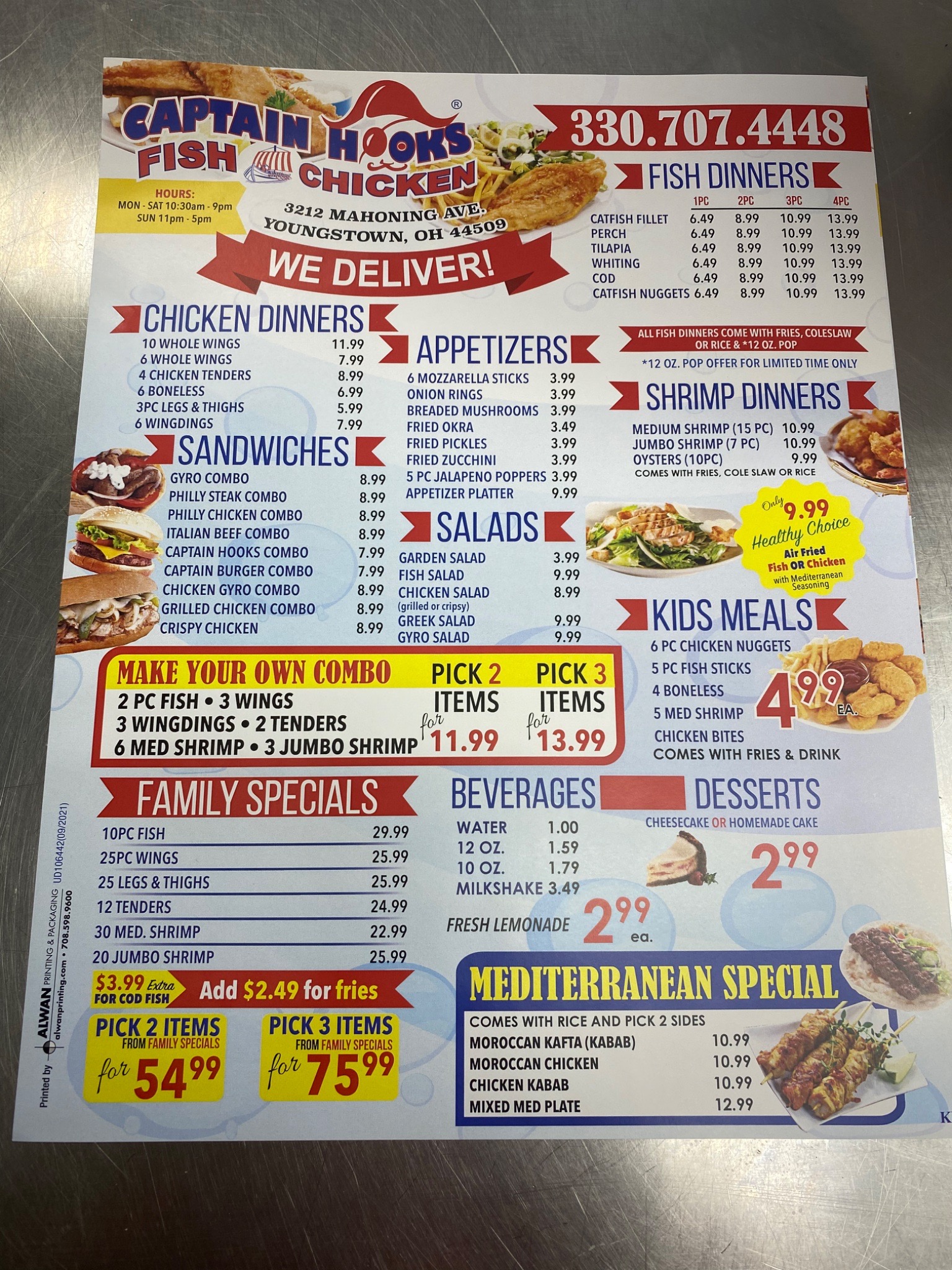 Captain Hooks Menu