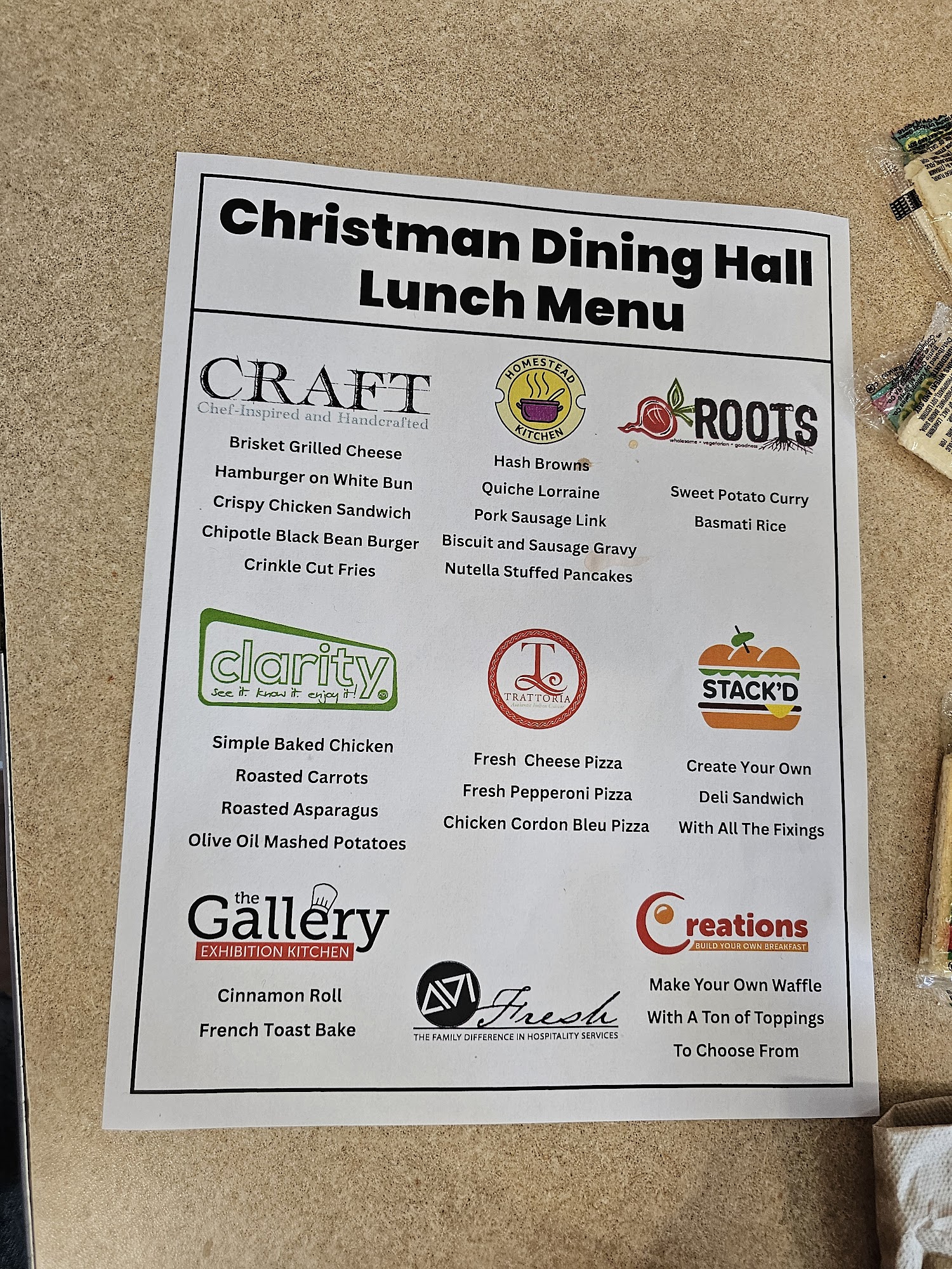 Christman Dining Menu