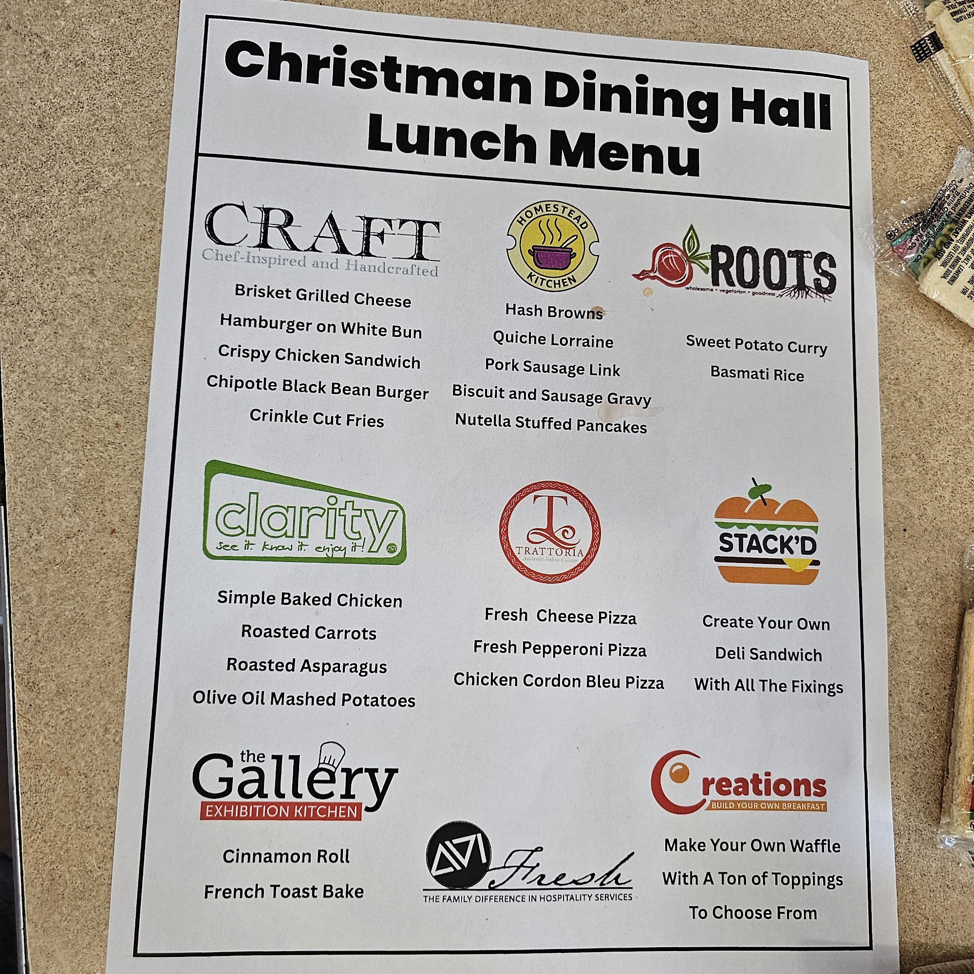 Christman Dining Menu