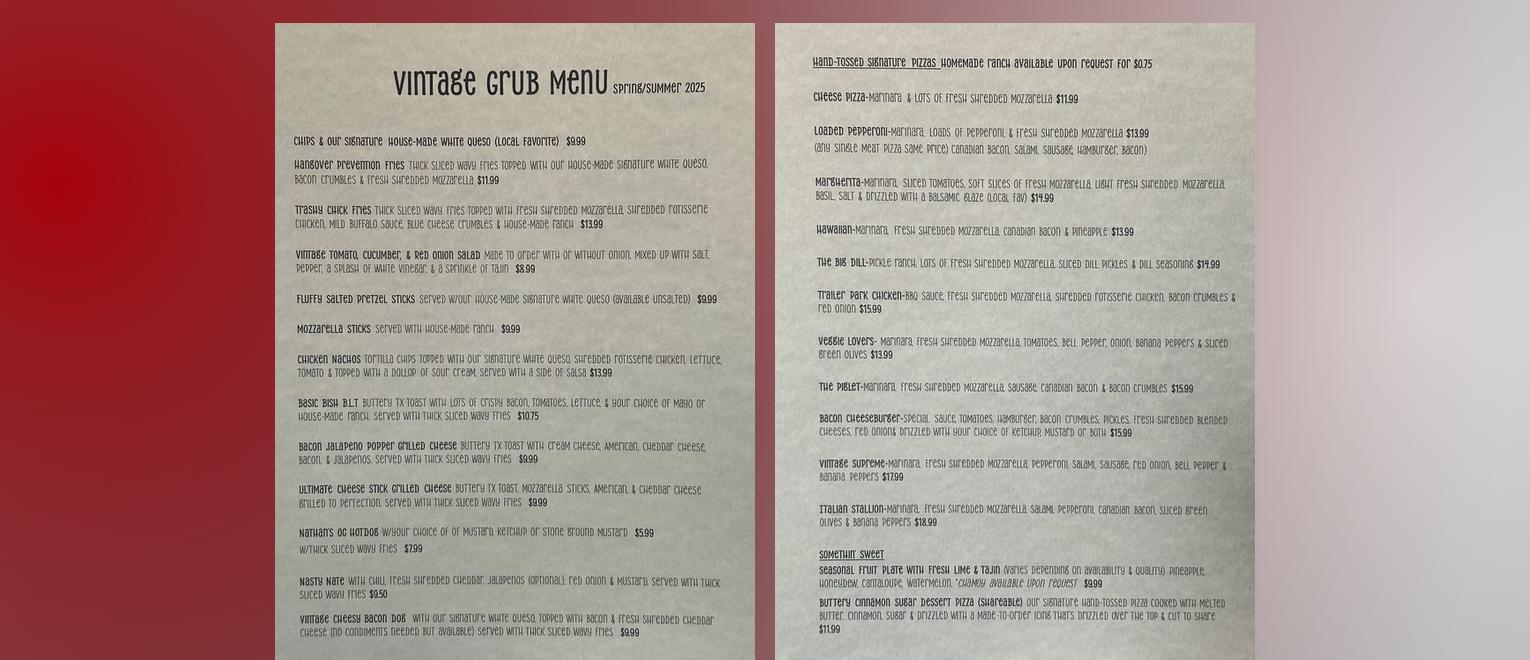 Vintage 22 Menu