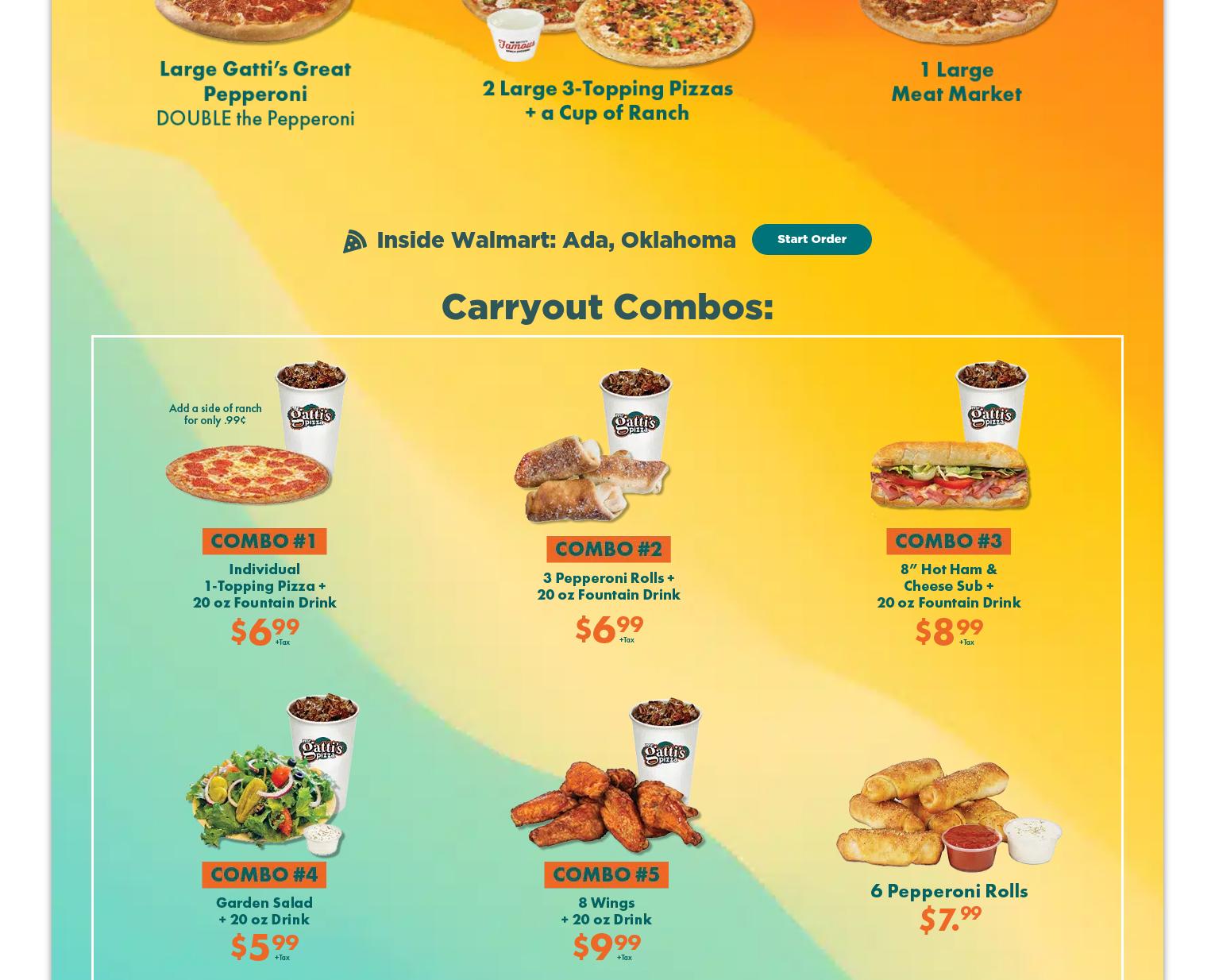 Mr Gatti's Pizza Menu