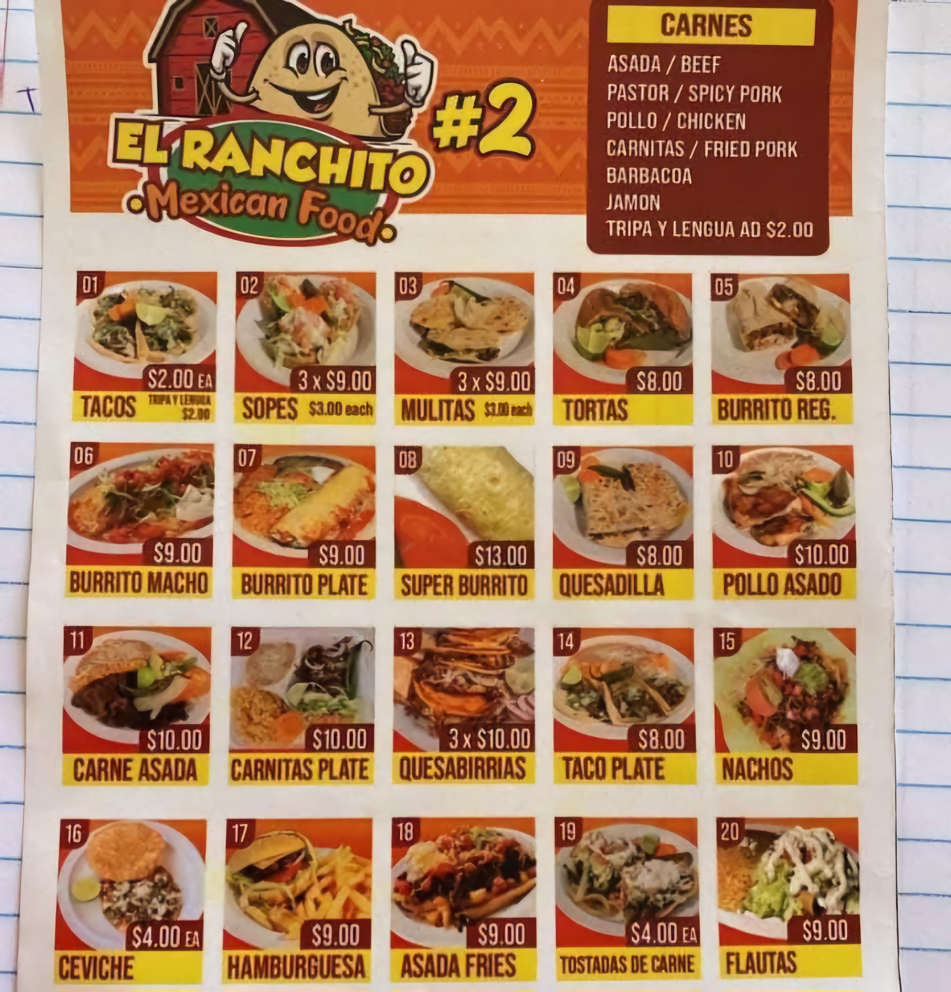 Taqueria El Ranchito #2 Menu