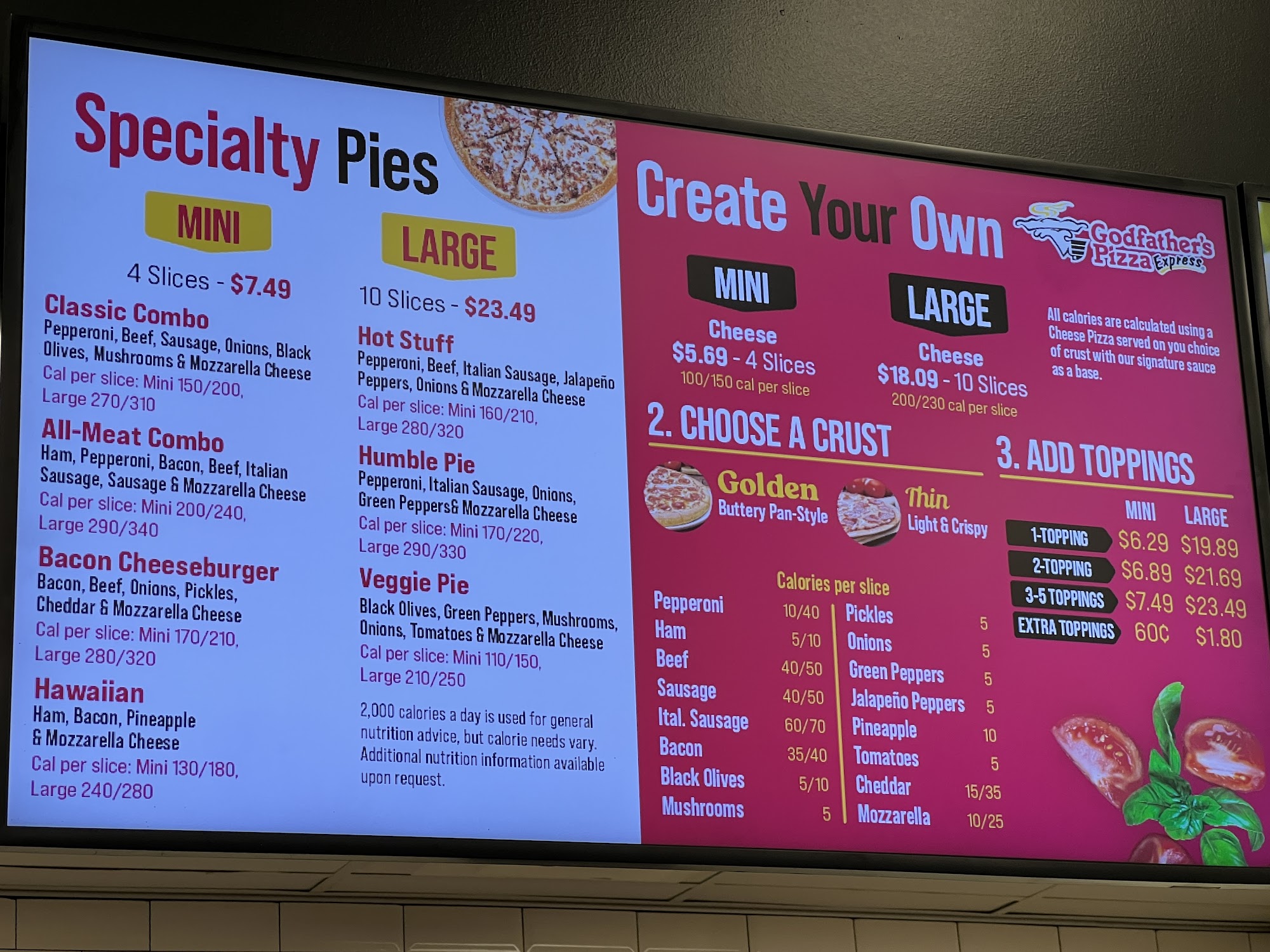 Godfather's Pizza Express Menu