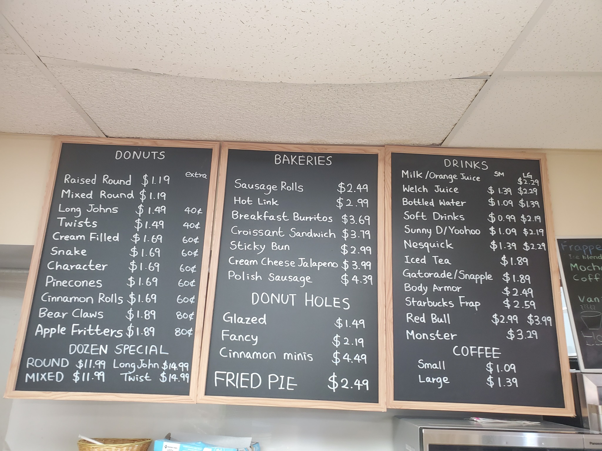 Chickasha Donuts Menu