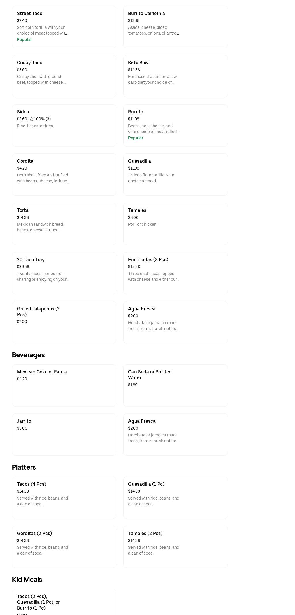 Tacowasso Collinsville Menu