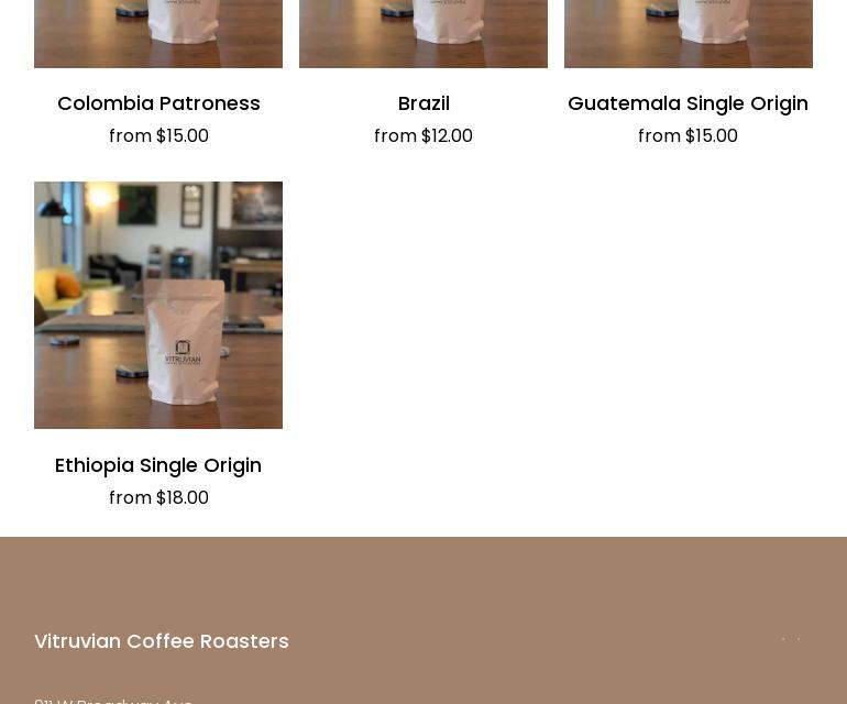 Vitruvian Coffee Roasters Menu