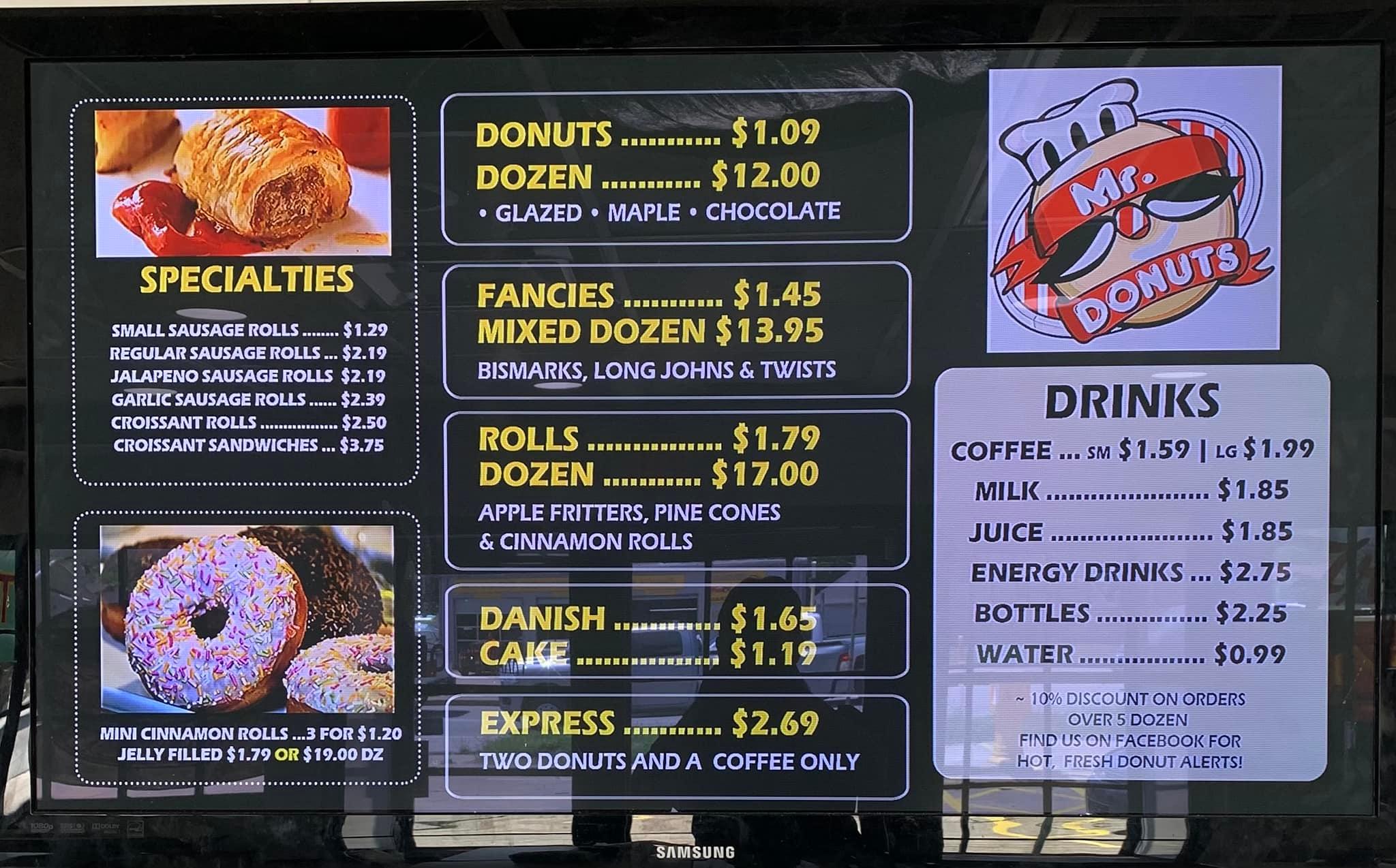 Mr. Doughnut Menu