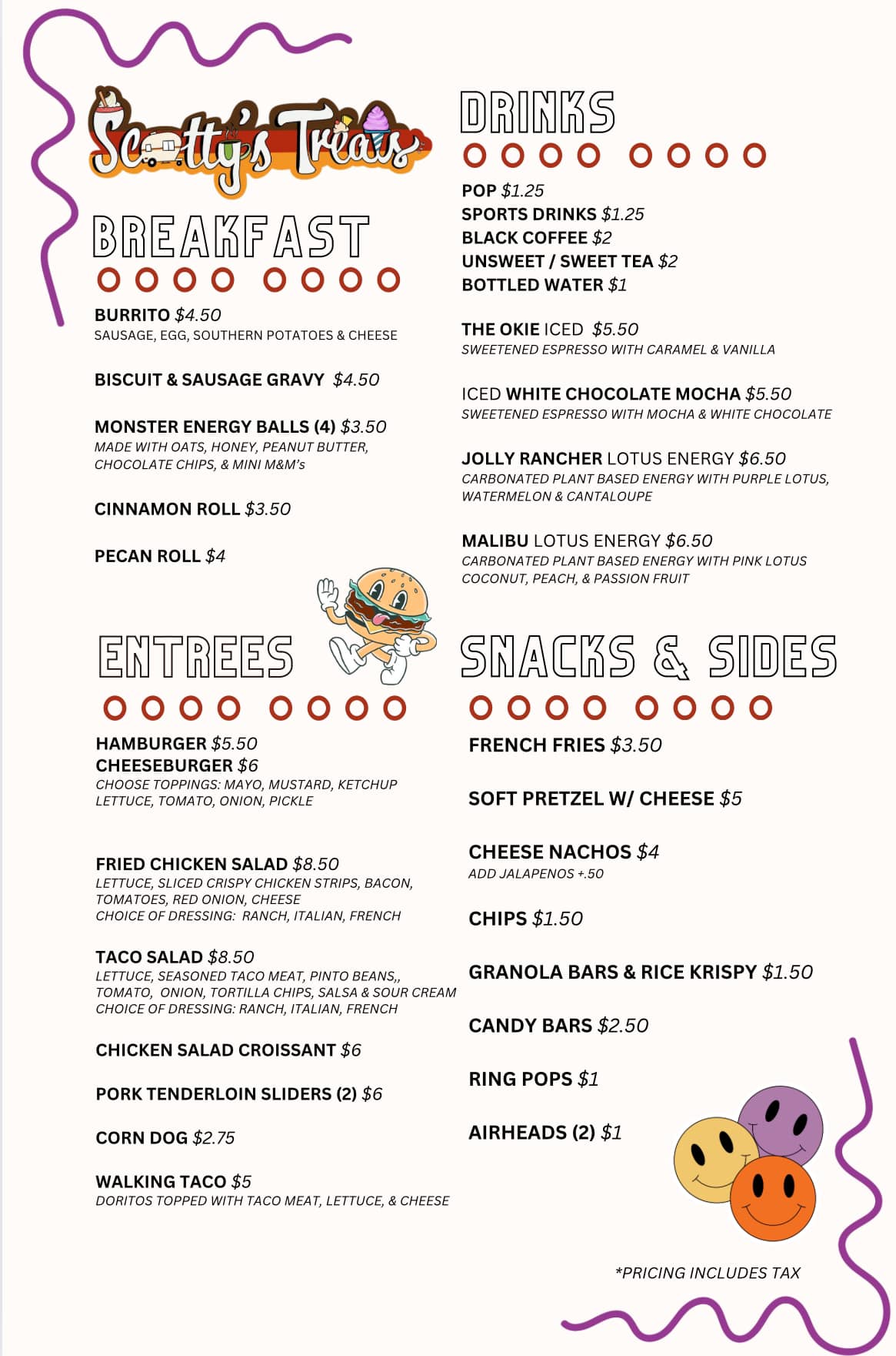 Scotty's Treats LLC Menu