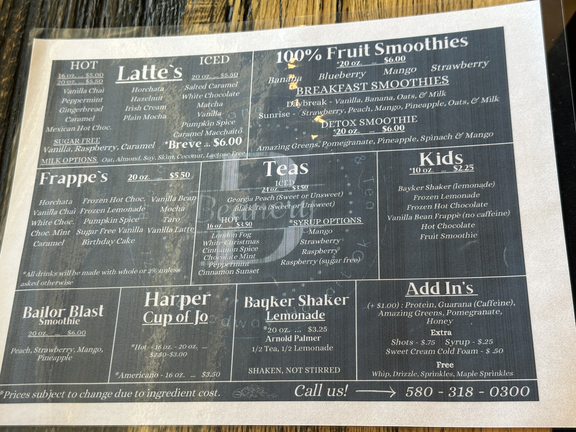 Broadway Beanery Coffee & Tea Co Menu