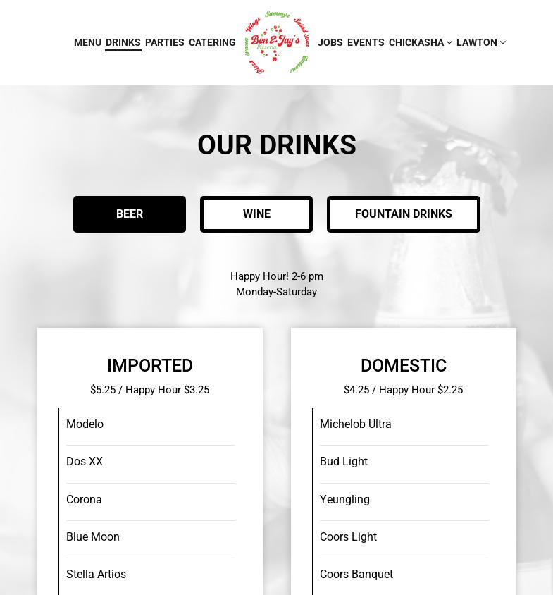 Ben & Jay's Pizzeria Menu